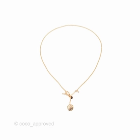 Hermes Ex-Libris Pendant Necklace PM Diamond Rose Gold Hardware