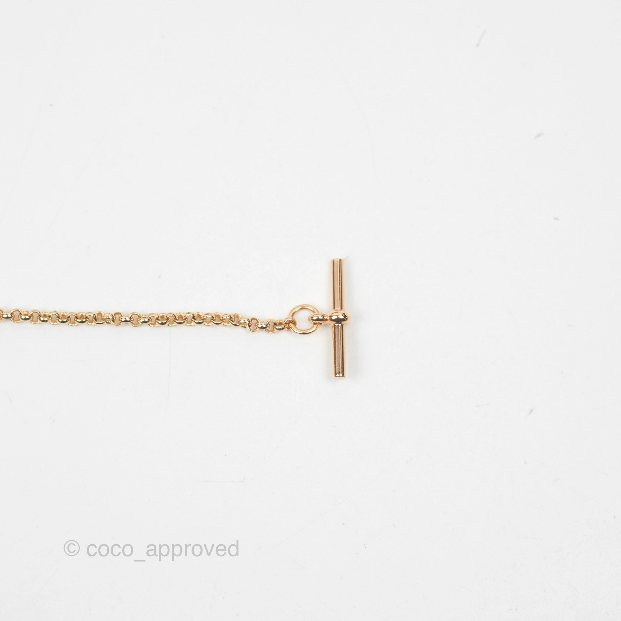 Hermes Ex-Libris Pendant Necklace PM Diamond Rose Gold Hardware