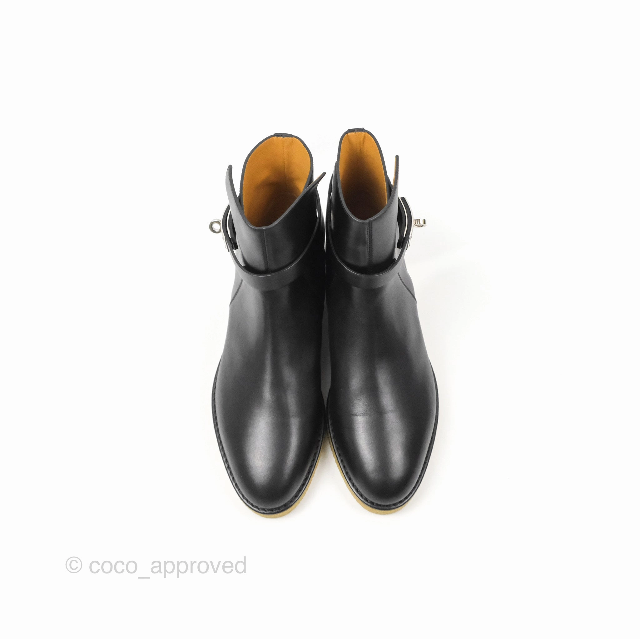 Hermes Follow Ankle Boots Black Calfskin Size 39