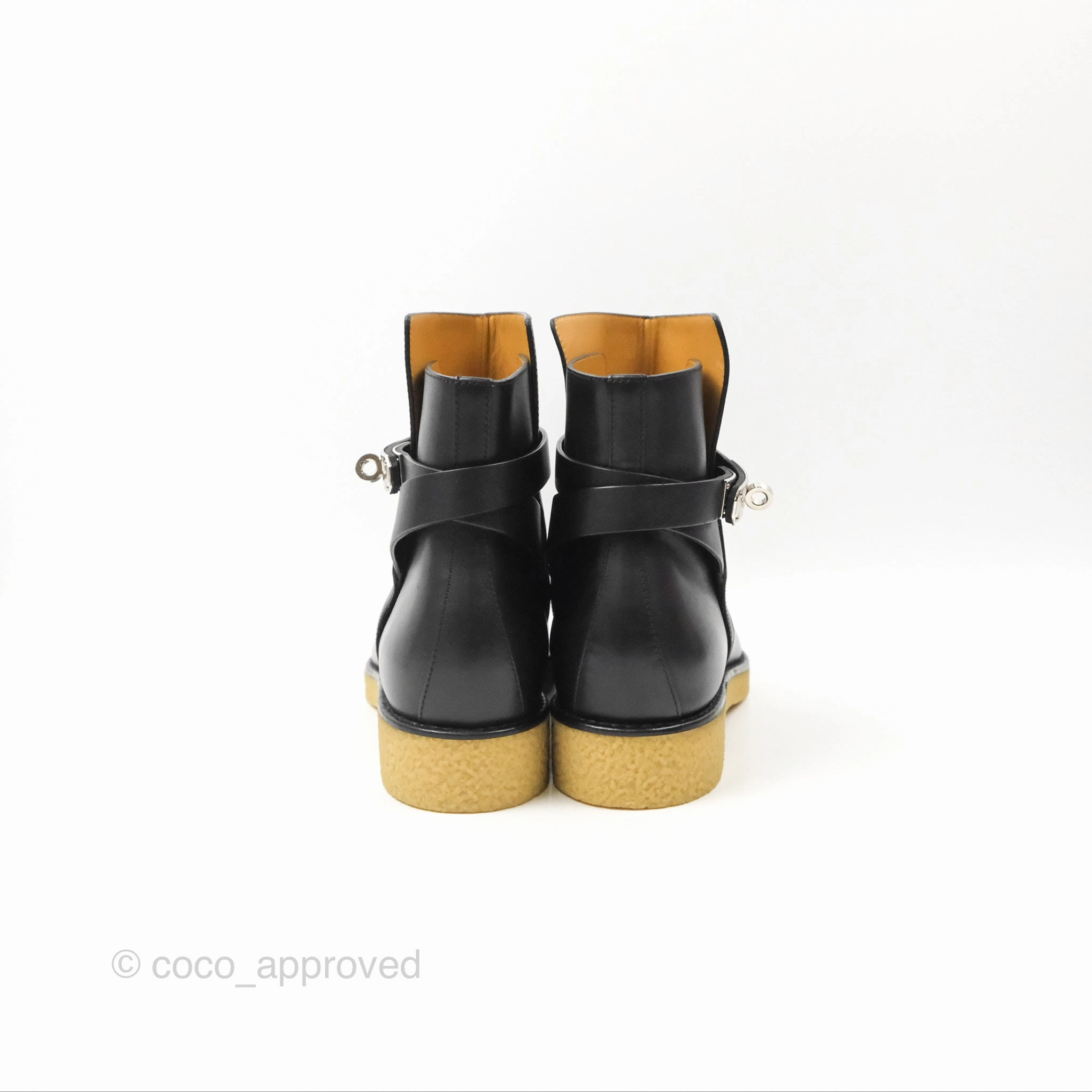 Hermes Follow Ankle Boots Black Calfskin Size 39