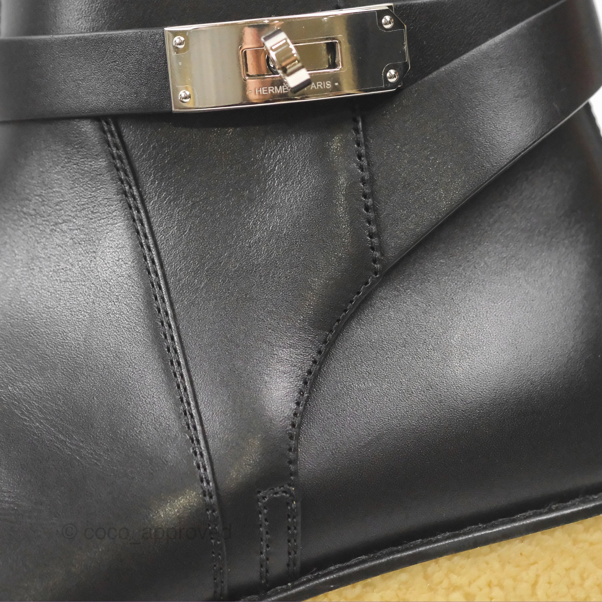 Hermes Follow Ankle Boots Black Calfskin Size 39