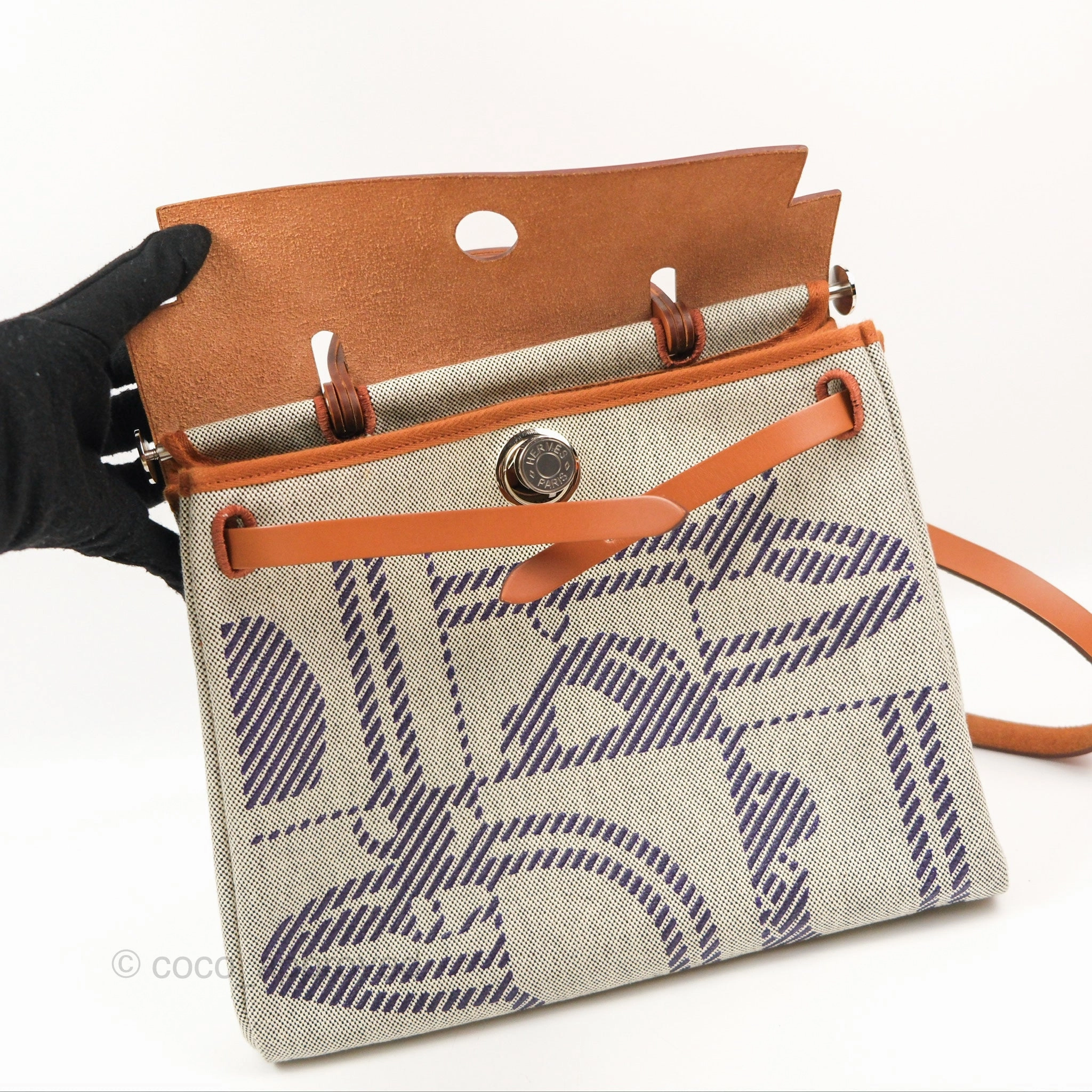 Hermes Herbag Brides de Gala Cassis Ecru/Noir