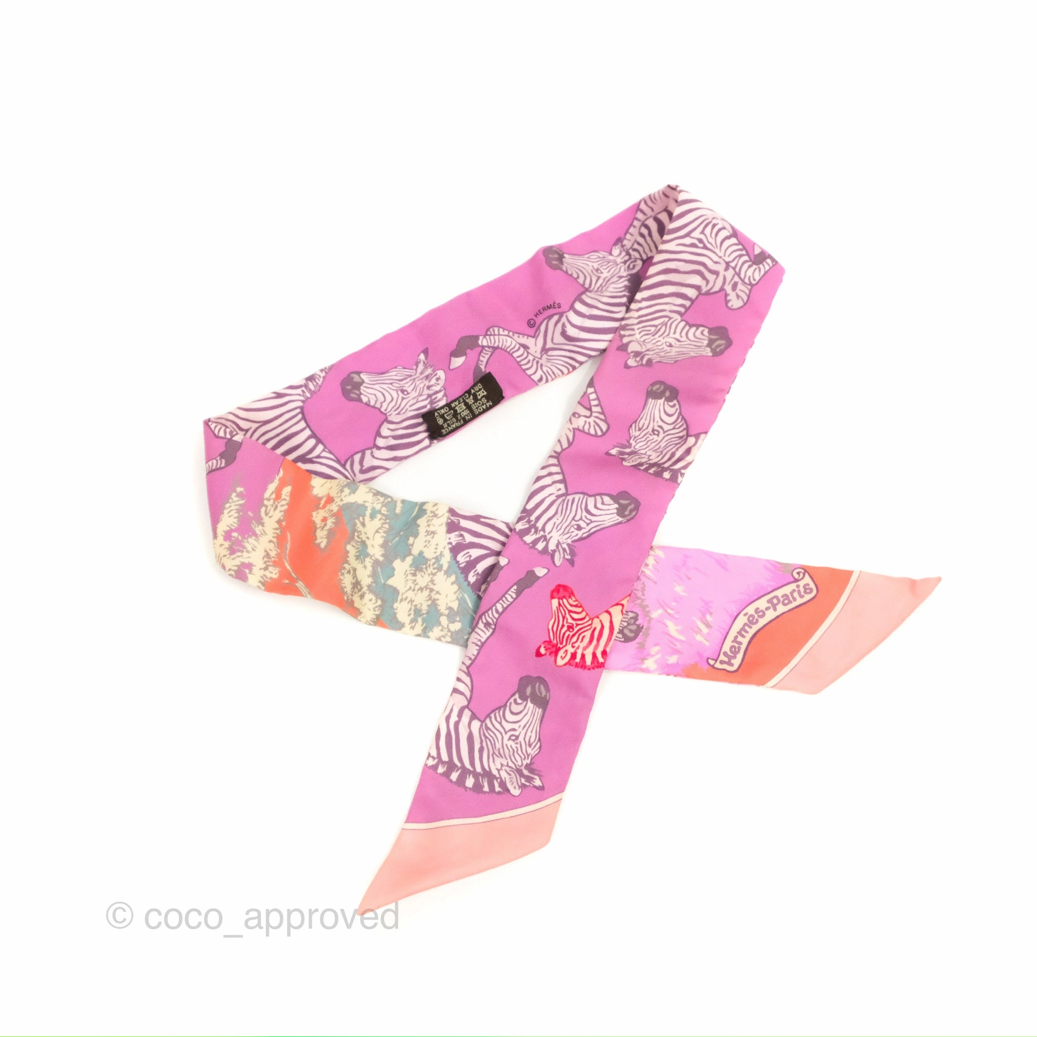 Hermes Les Zebres Silk Twilly