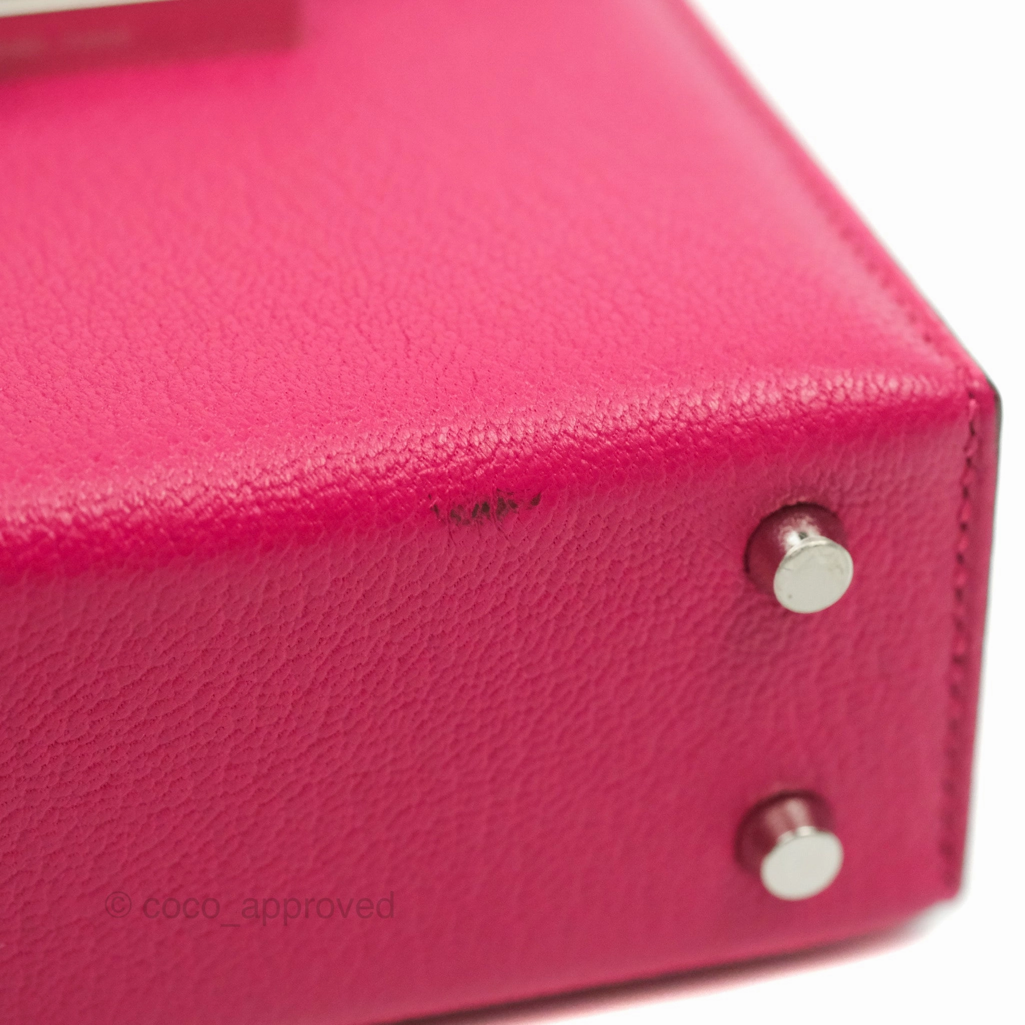 Hermes Verrou Mini Strap Rose Mex Chevre Mysore Flipperball Strap Palladium Hardware