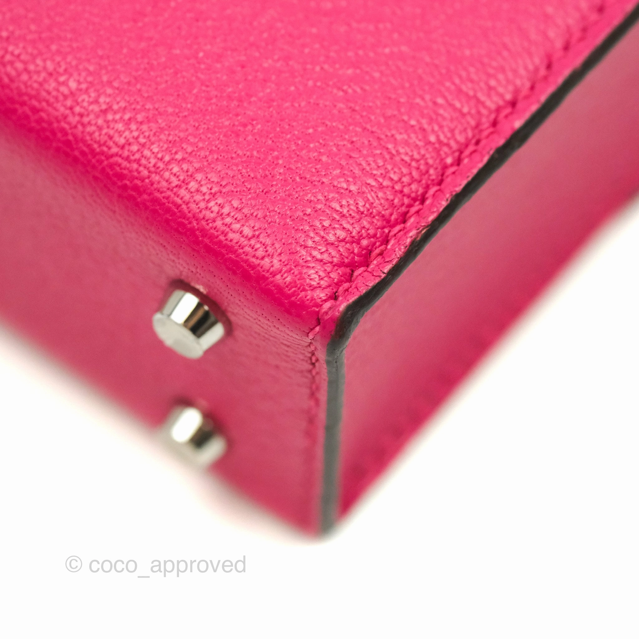 Hermes Verrou Mini Strap Rose Mex Chevre Mysore Flipperball Strap Palladium Hardware