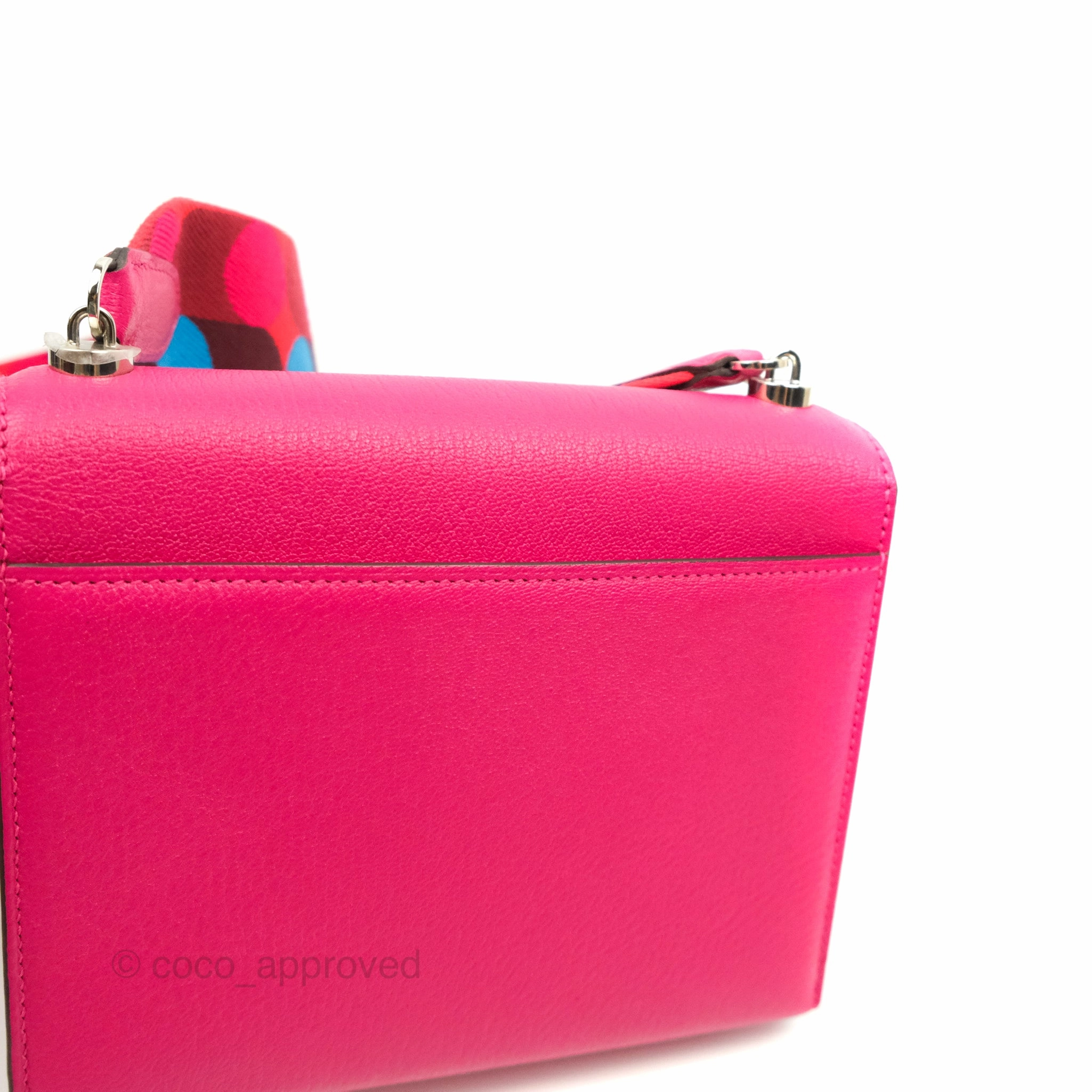 Hermes Verrou Mini Strap Rose Mex Chevre Mysore Flipperball Strap Palladium Hardware