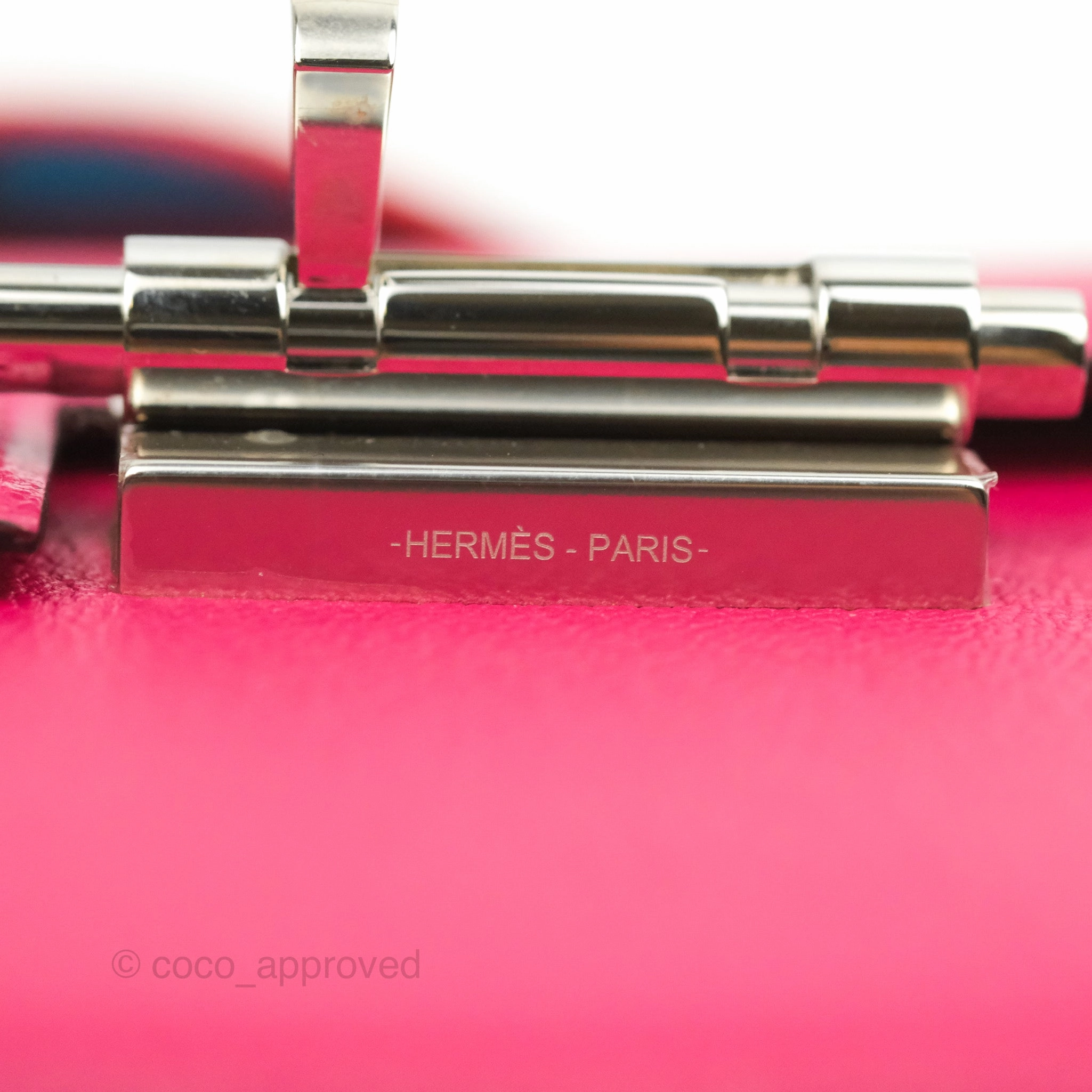 Hermes Verrou Mini Strap Rose Mex Chevre Mysore Flipperball Strap Palladium Hardware