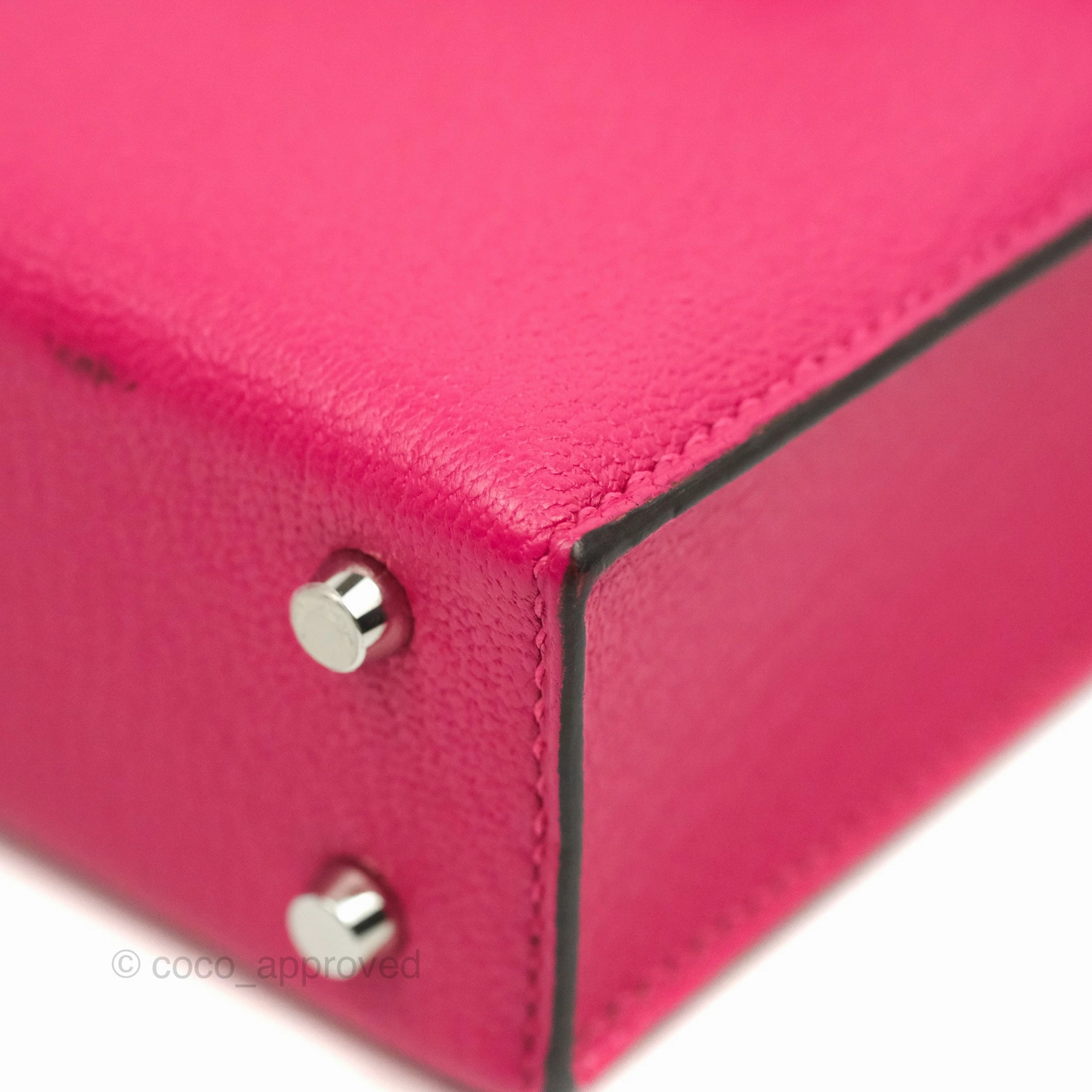 Hermes Verrou Mini Strap Rose Mex Chevre Mysore Flipperball Strap Palladium Hardware