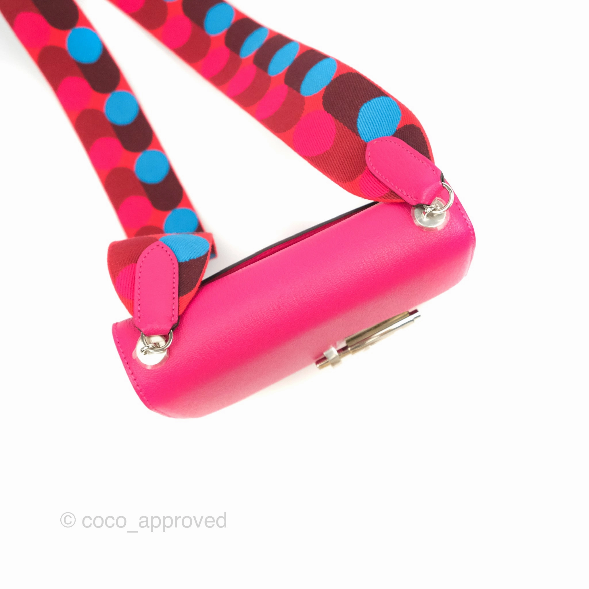 Hermes Verrou Mini Strap Rose Mex Chevre Mysore Flipperball Strap Palladium Hardware