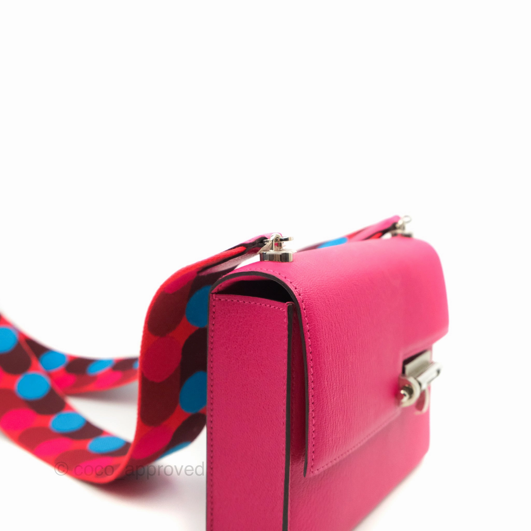 Hermes Verrou Mini Strap Rose Mex Chevre Mysore Flipperball Strap Palladium Hardware