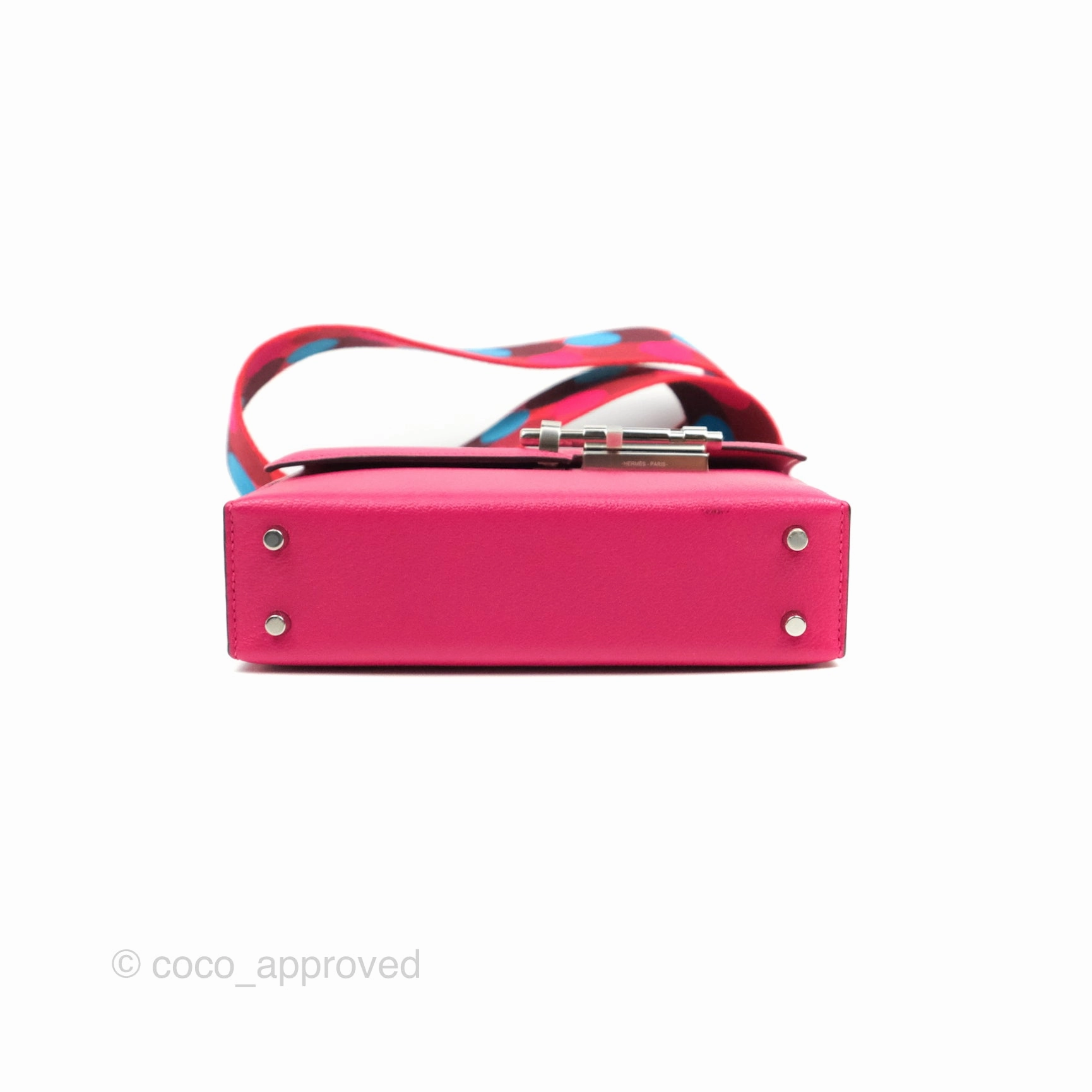 Hermes Verrou Mini Strap Rose Mex Chevre Mysore Flipperball Strap Palladium Hardware