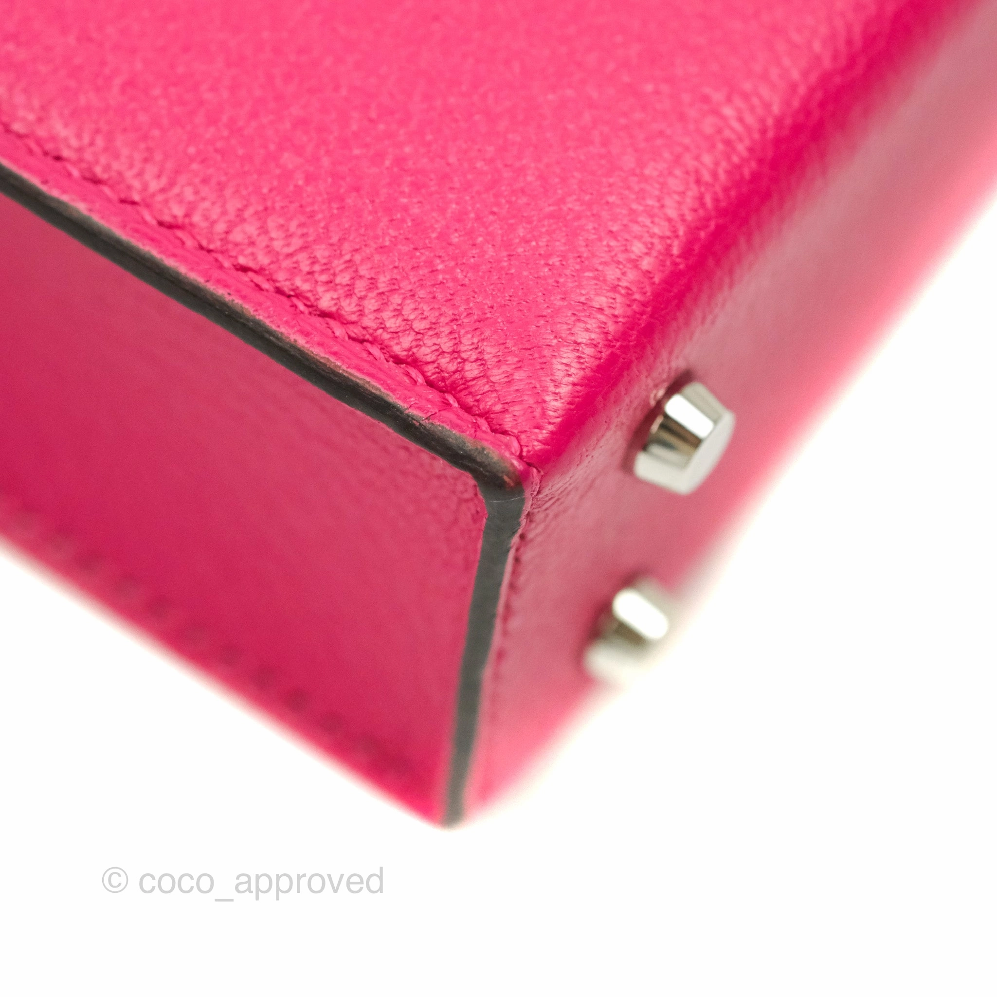 Hermes Verrou Mini Strap Rose Mex Chevre Mysore Flipperball Strap Palladium Hardware