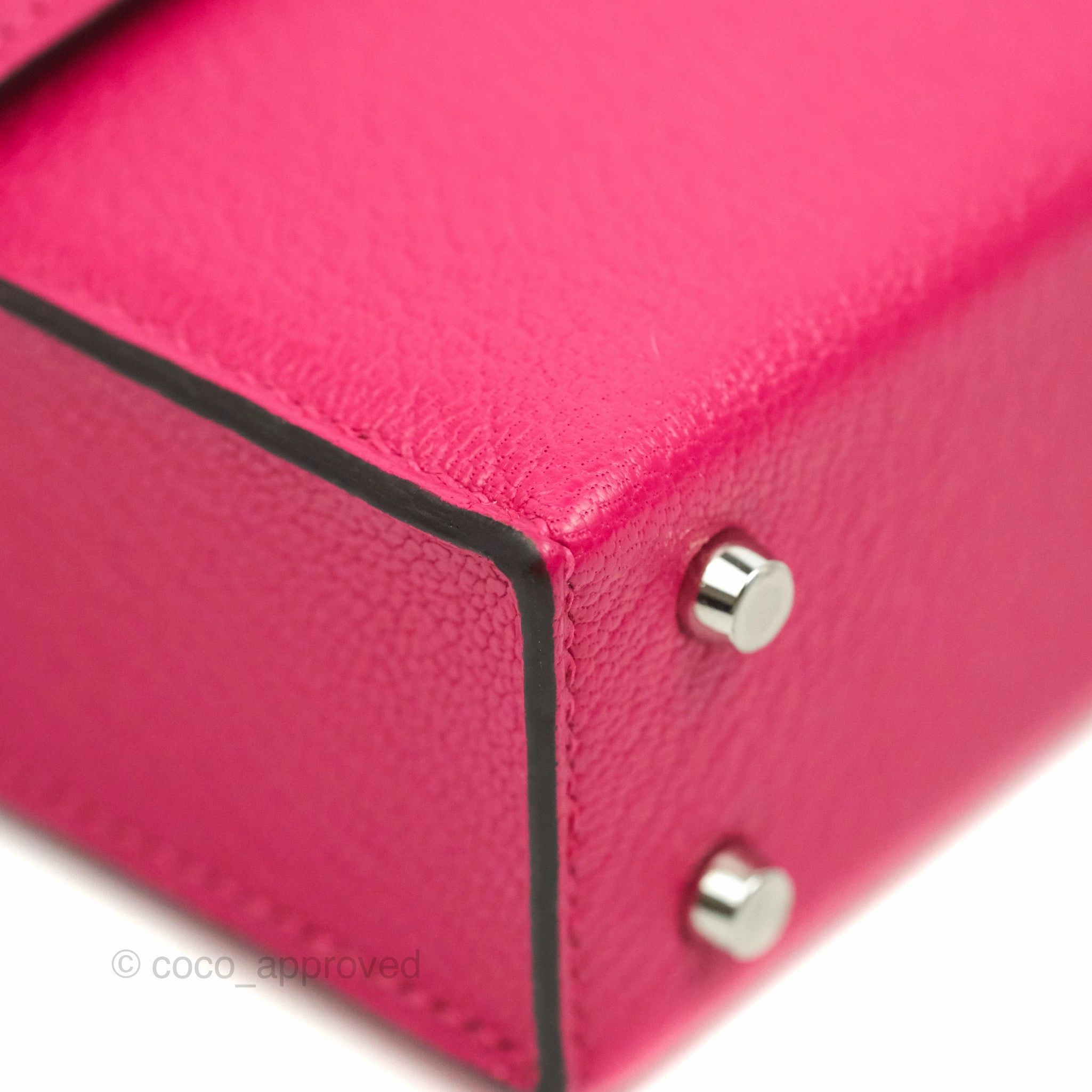 Hermes Verrou Mini Strap Rose Mex Chevre Mysore Flipperball Strap Palladium Hardware