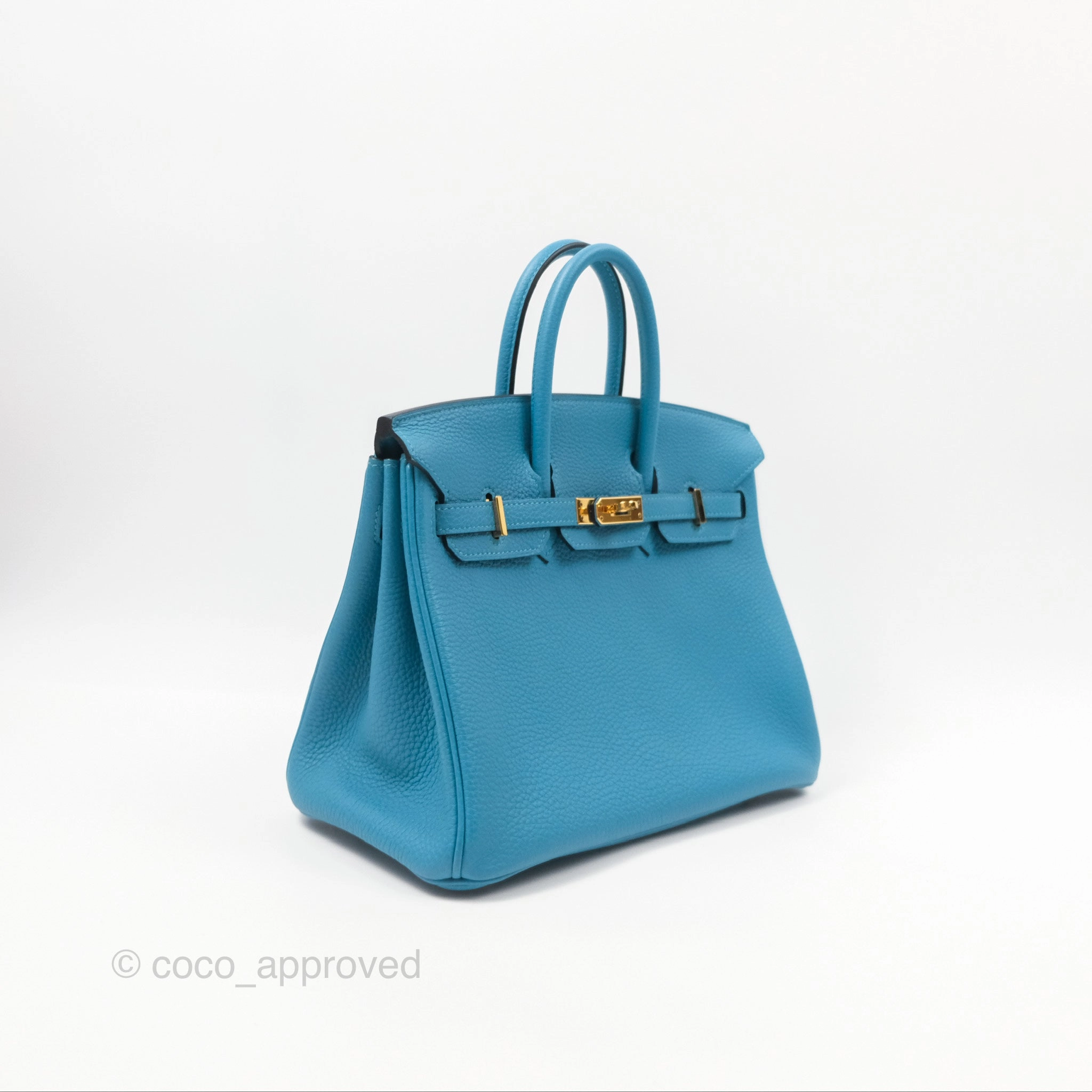 Herms Birkin 25 Bleu Turquoise Togo Gold Hardware