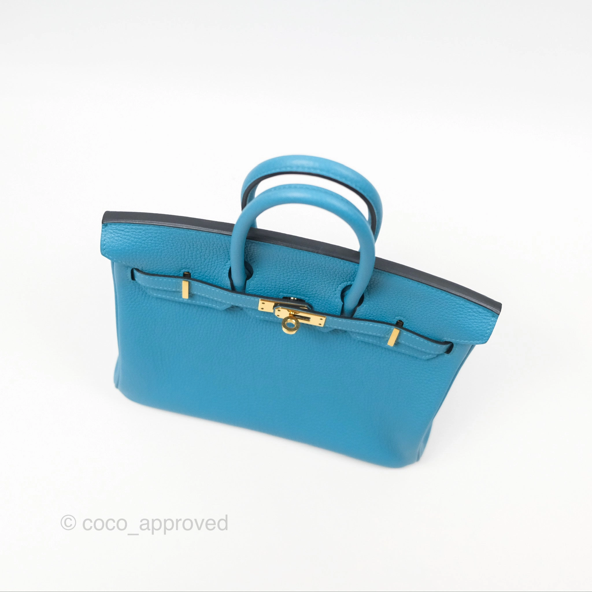 Herms Birkin 25 Bleu Turquoise Togo Gold Hardware