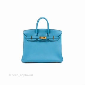 Herms Birkin 25 Bleu Turquoise Togo Gold Hardware