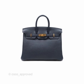 Herms Birkin 25 Retourne Bleu Nuit 2Z Togo Gold Hardware