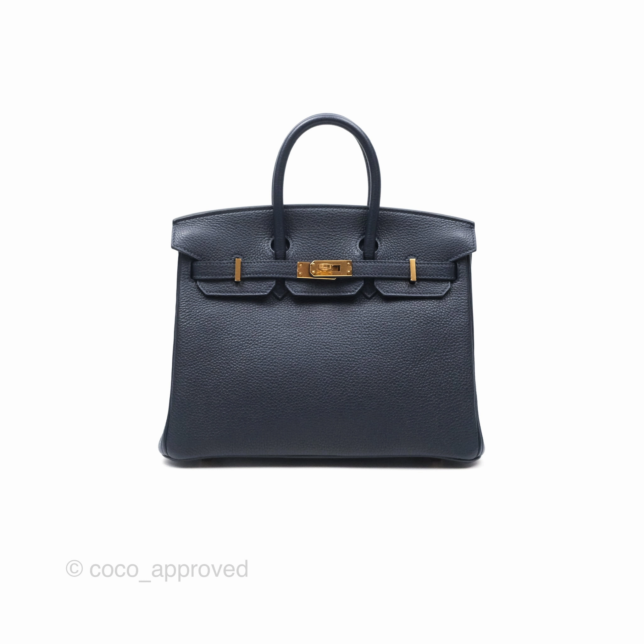 Herms Birkin 25 Retourne Bleu Nuit 2Z Togo Gold Hardware