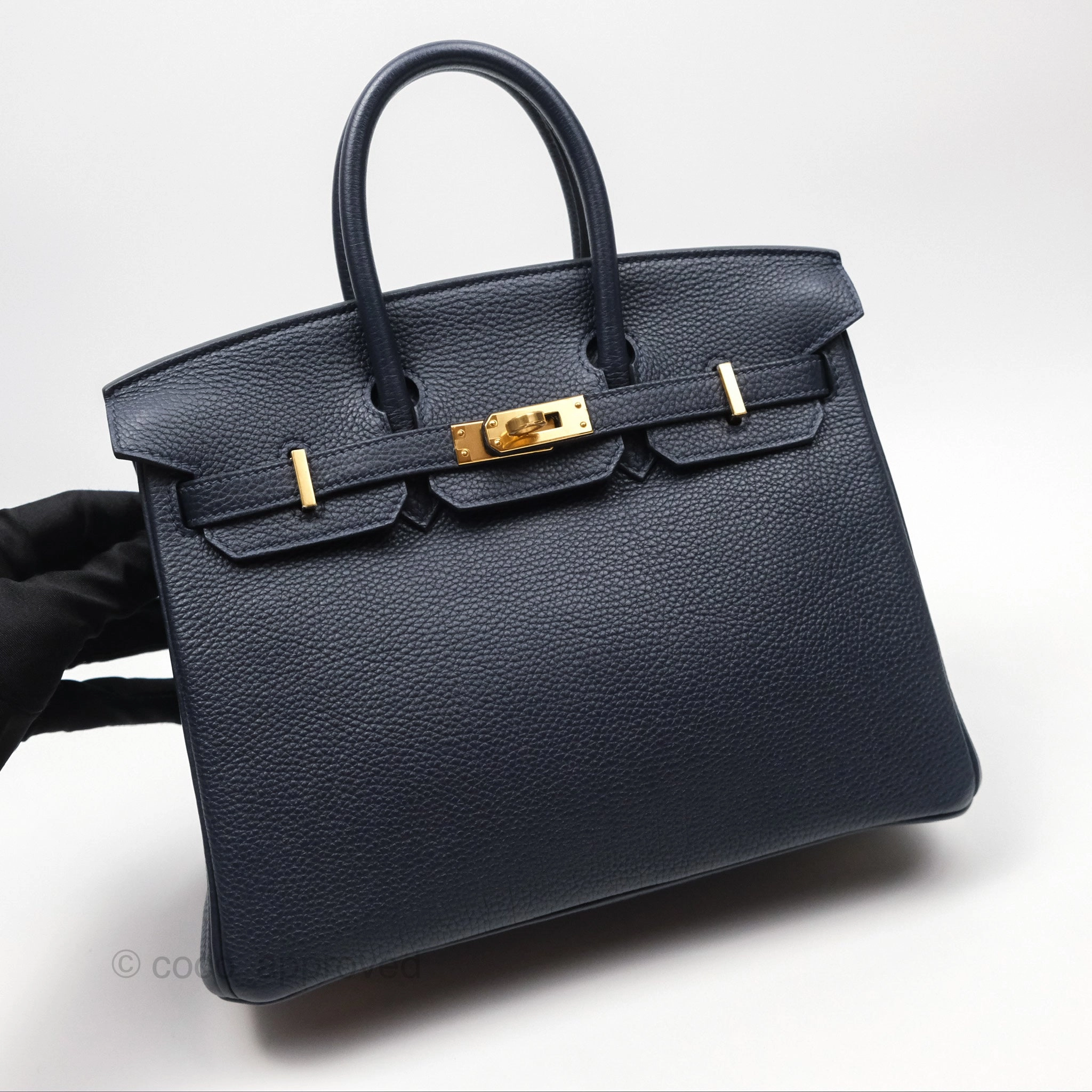 Herms Birkin 25 Retourne Bleu Nuit 2Z Togo Gold Hardware