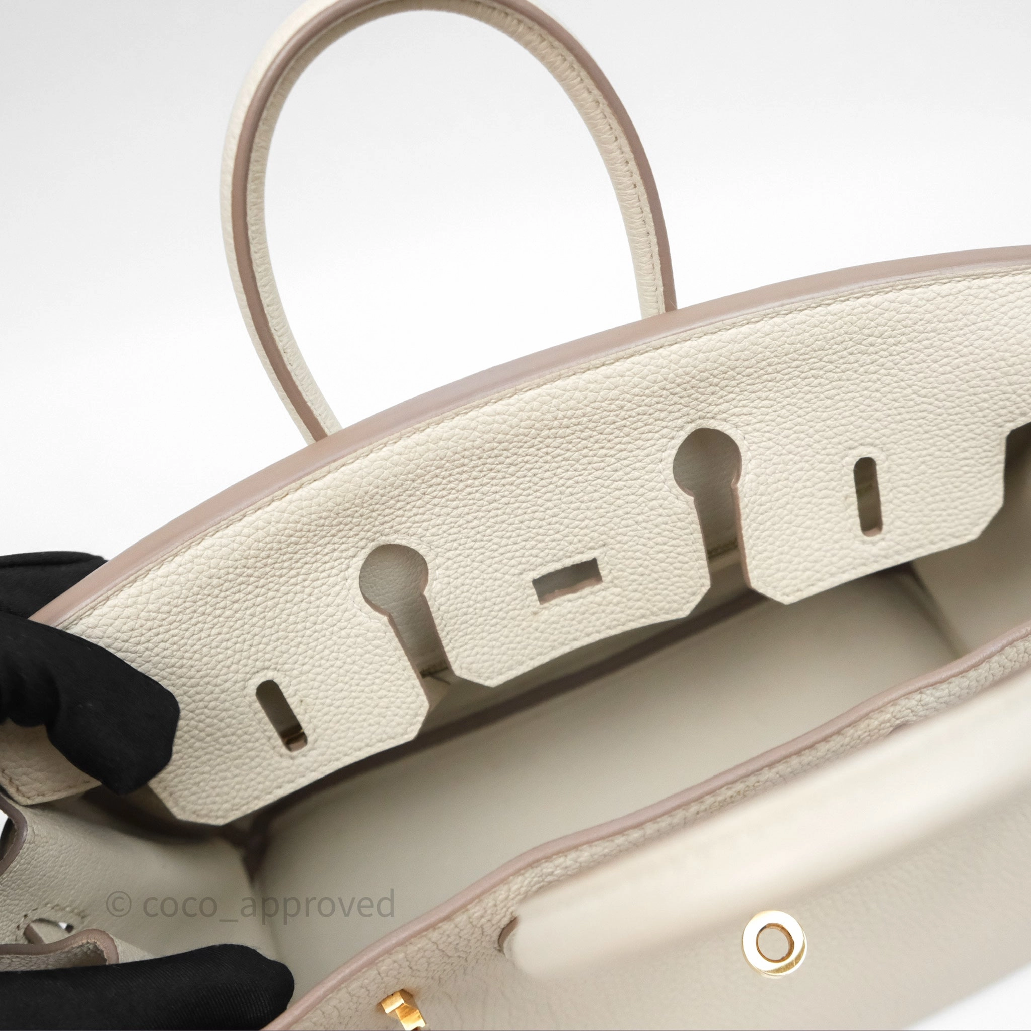 Herms Birkin 25 Retourne Craie 10 Togo Gold Hardware