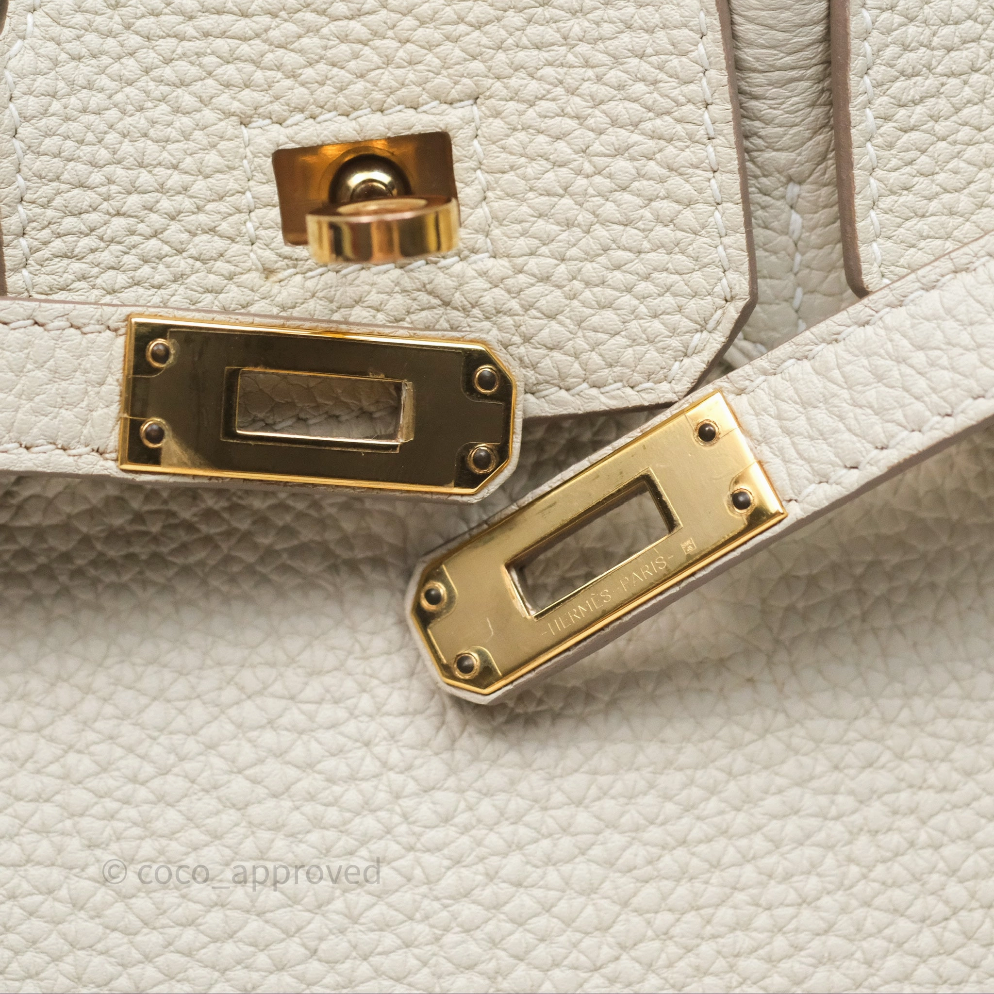 Herms Birkin 25 Retourne Craie 10 Togo Gold Hardware