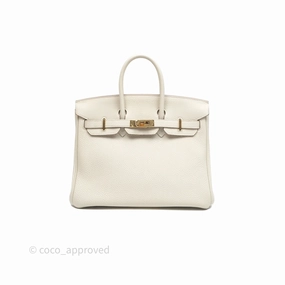 Herms Birkin 25 Retourne Craie 10 Togo Gold Hardware