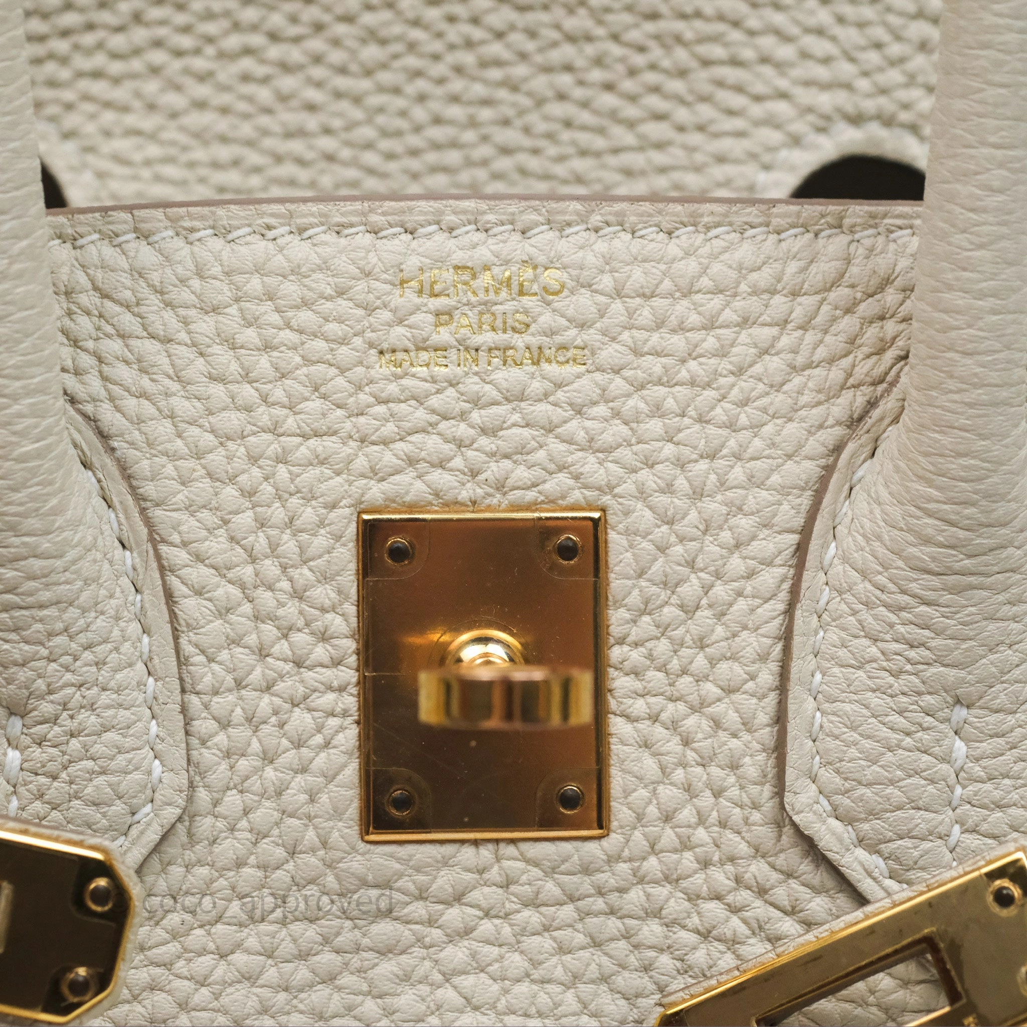 Herms Birkin 25 Retourne Craie 10 Togo Gold Hardware