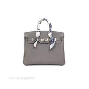 Herms Birkin 25 Retourne Gris Etain 8F Togo Palladium Hardware