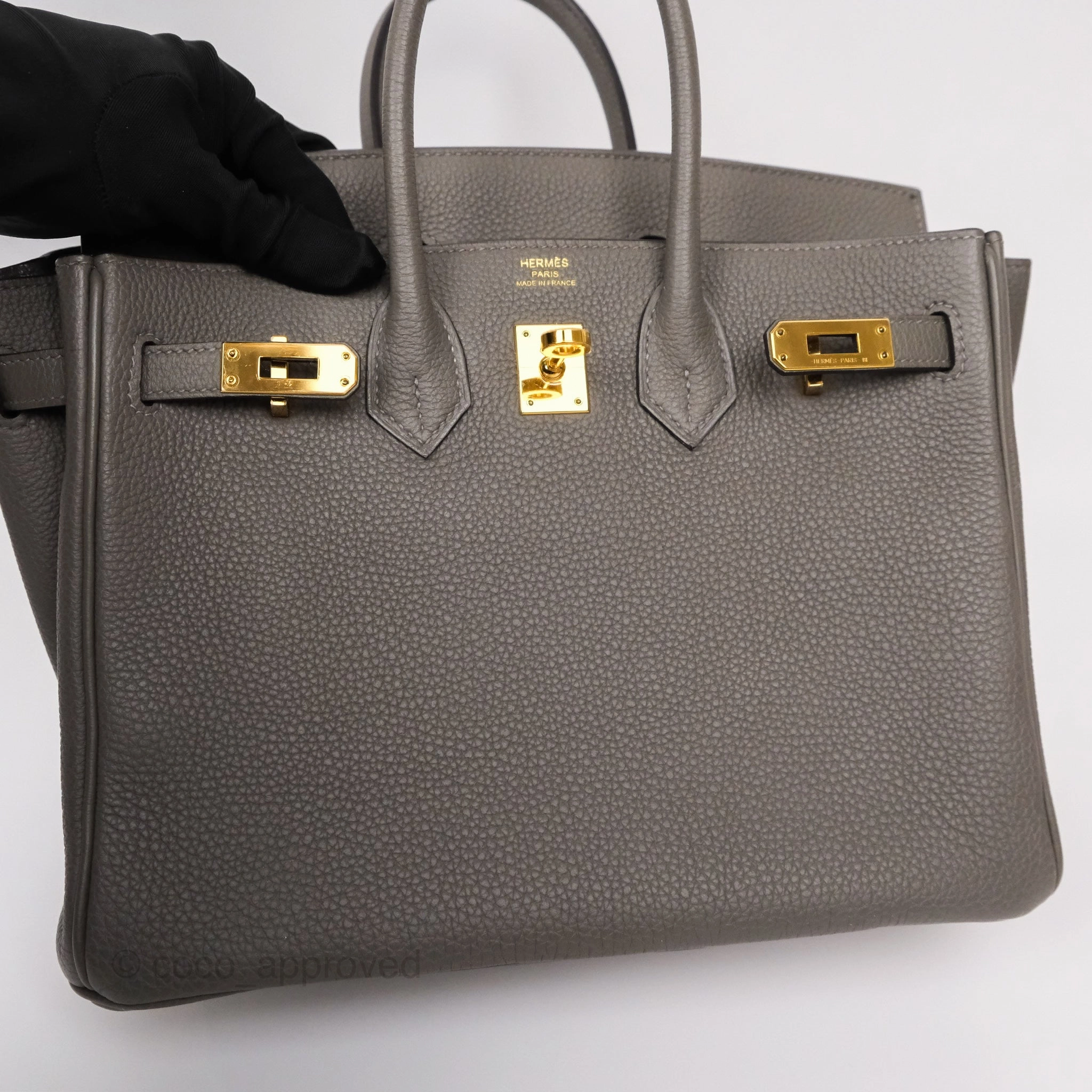 Herms Birkin 25 Retourne Gris Meyer 0L Togo Gold Hardware