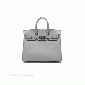 Herms Birkin 25 Retourne Gris Mouette 4Z Togo Gold Hardware