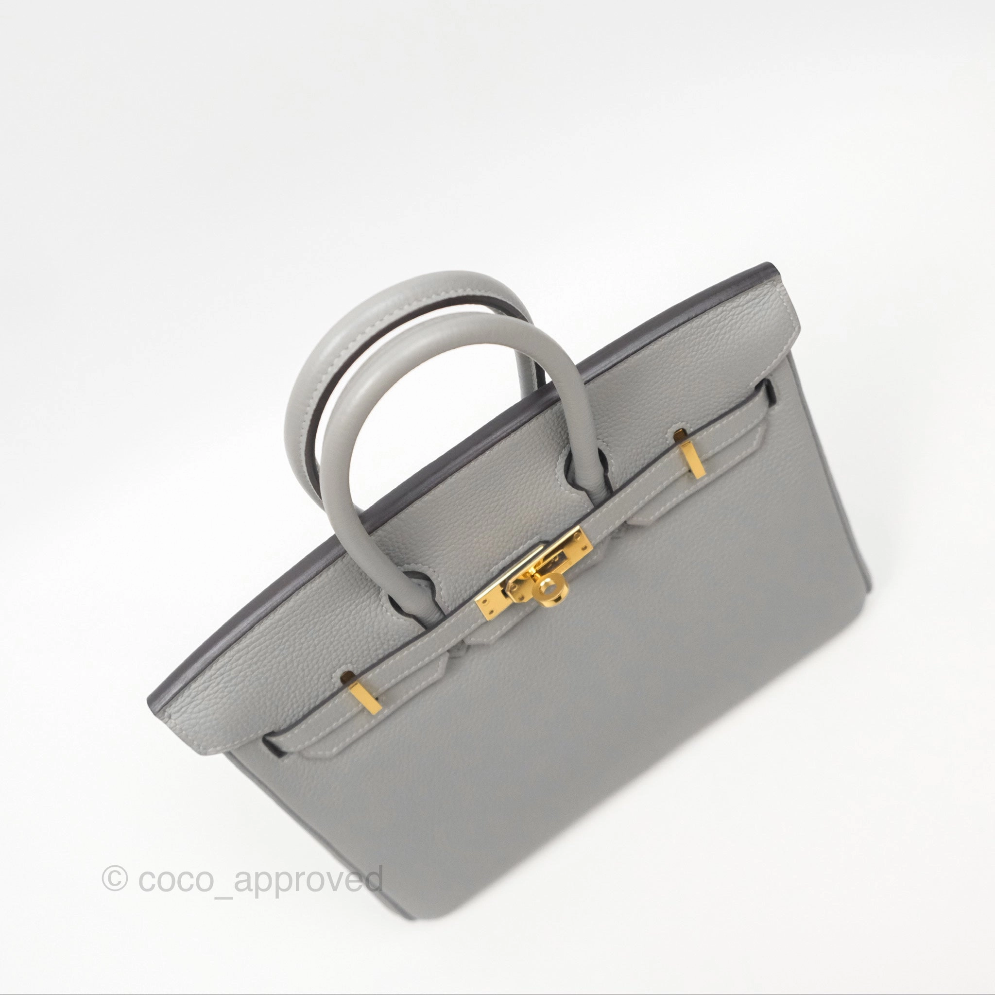 Herms Birkin 25 Retourne Gris Mouette 4Z Togo Gold Hardware