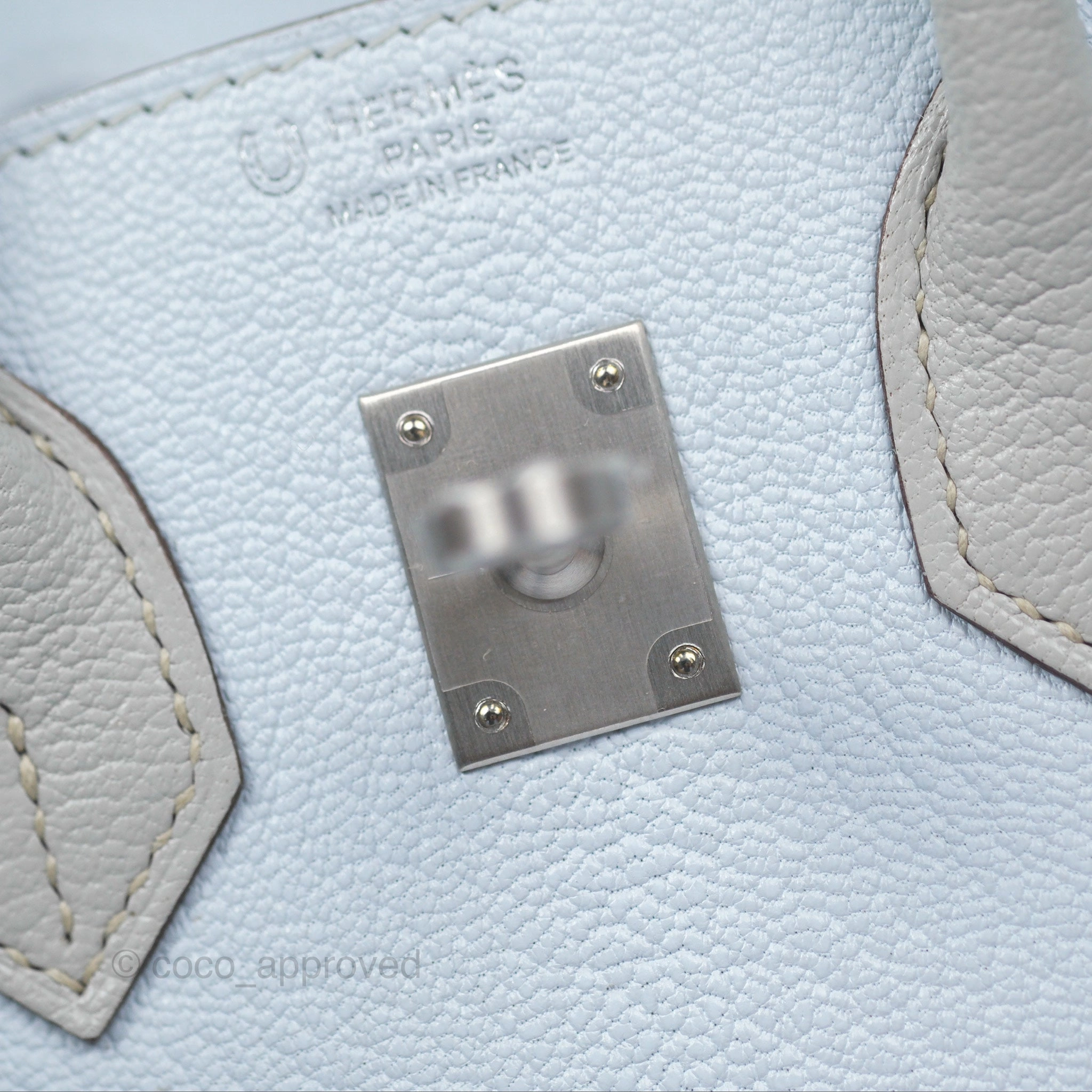 Herms Birkin 25 Retourne HSS Blue Brume T0/ Gris Perle 80 Chevre Mysore Palladium Hardware