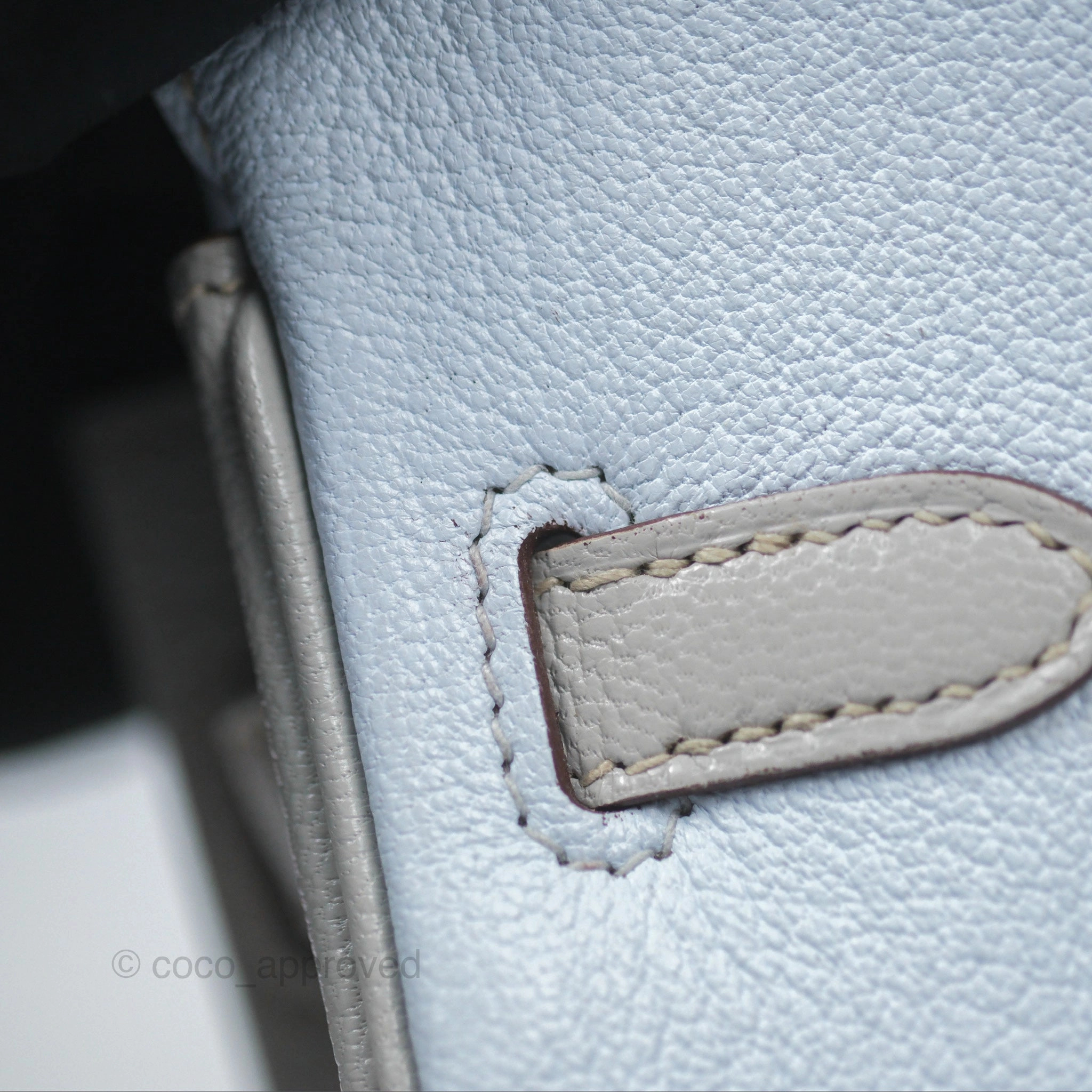 Herms Birkin 25 Retourne HSS Blue Brume T0/ Gris Perle 80 Chevre Mysore Palladium Hardware