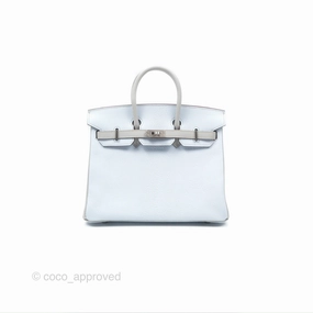 Herms Birkin 25 Retourne HSS Blue Brume T0/ Gris Perle 80 Chevre Mysore Palladium Hardware