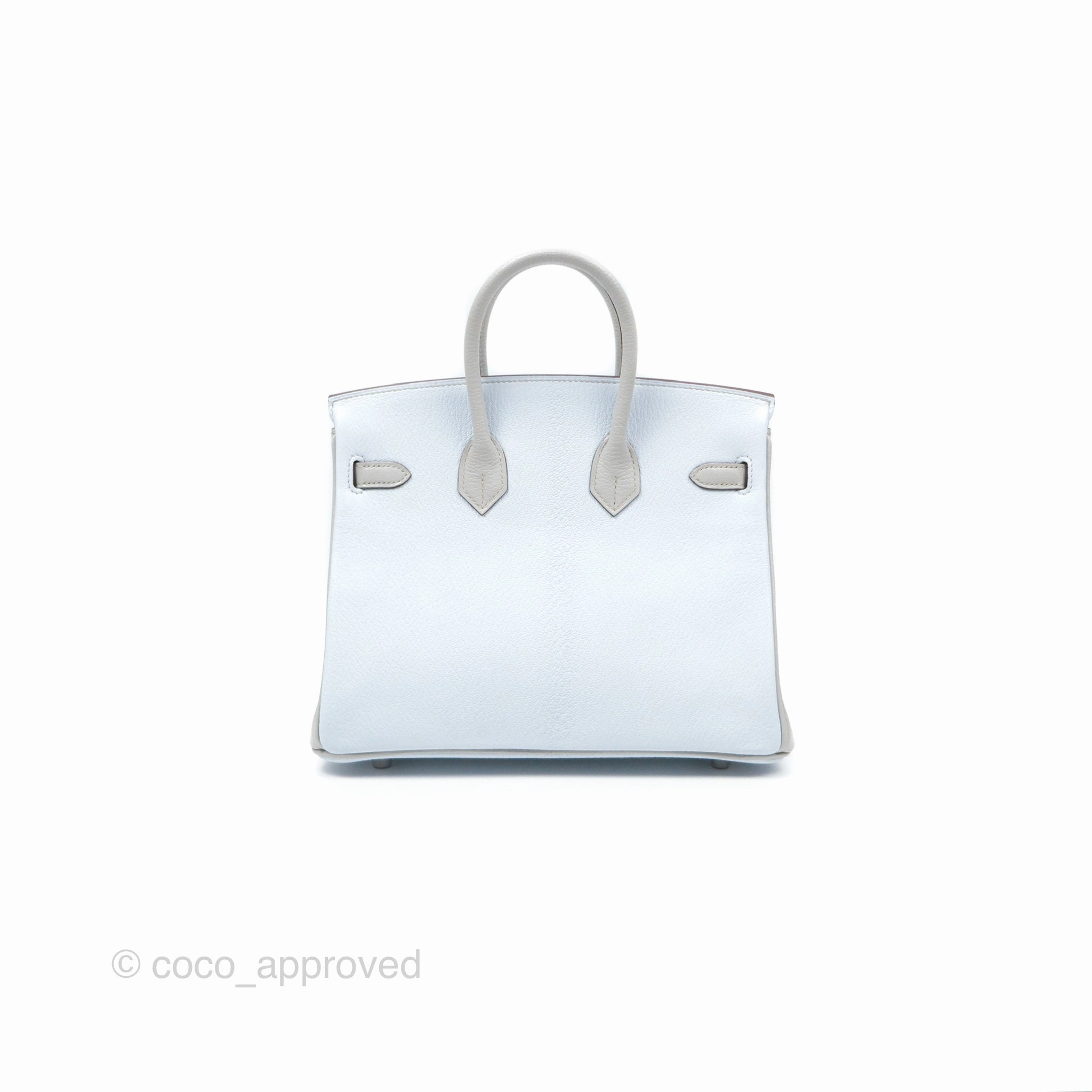 Herms Birkin 25 Retourne HSS Blue Brume T0/ Gris Perle 80 Chevre Mysore Palladium Hardware