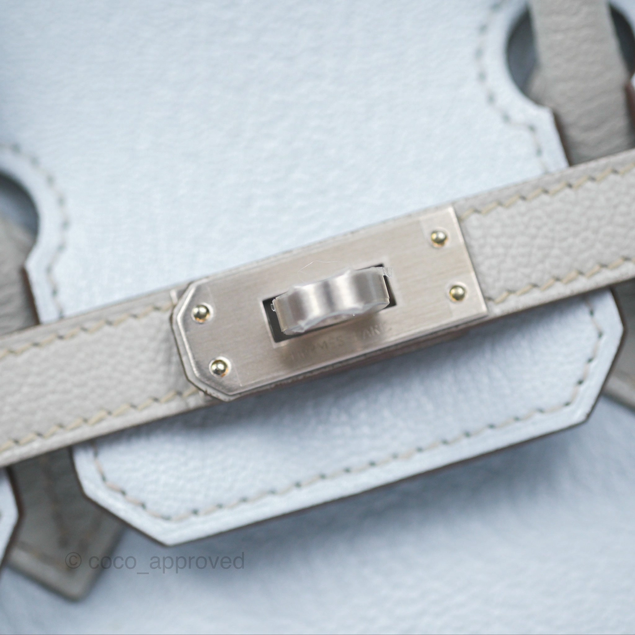 Herms Birkin 25 Retourne HSS Blue Brume T0/ Gris Perle 80 Chevre Mysore Palladium Hardware