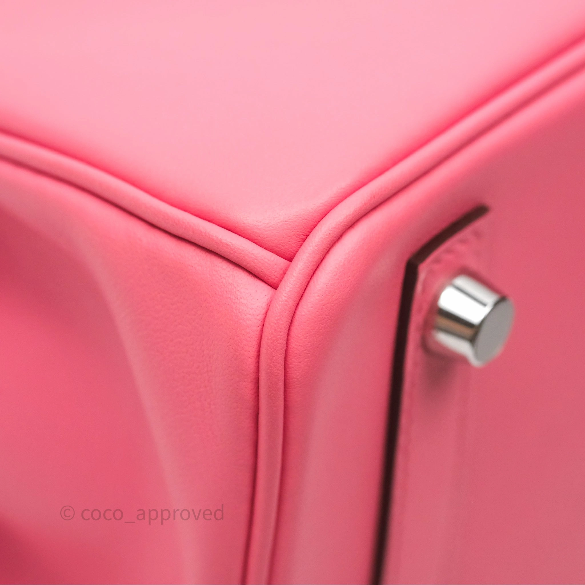 Herms Birkin 25 Retourne Rose Azalee 8W Swift Palladium Hardware