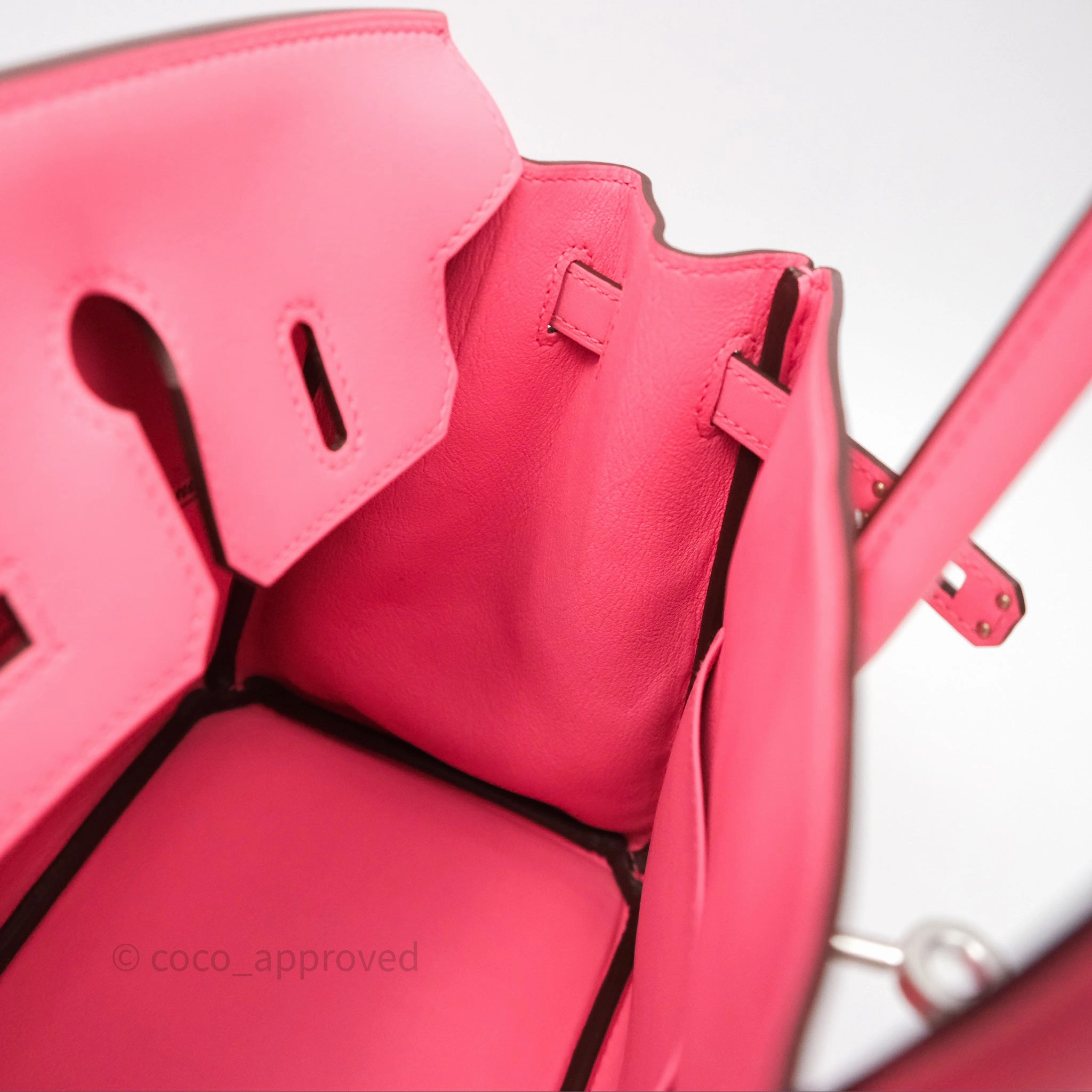 Herms Birkin 25 Retourne Rose Azalee 8W Swift Palladium Hardware