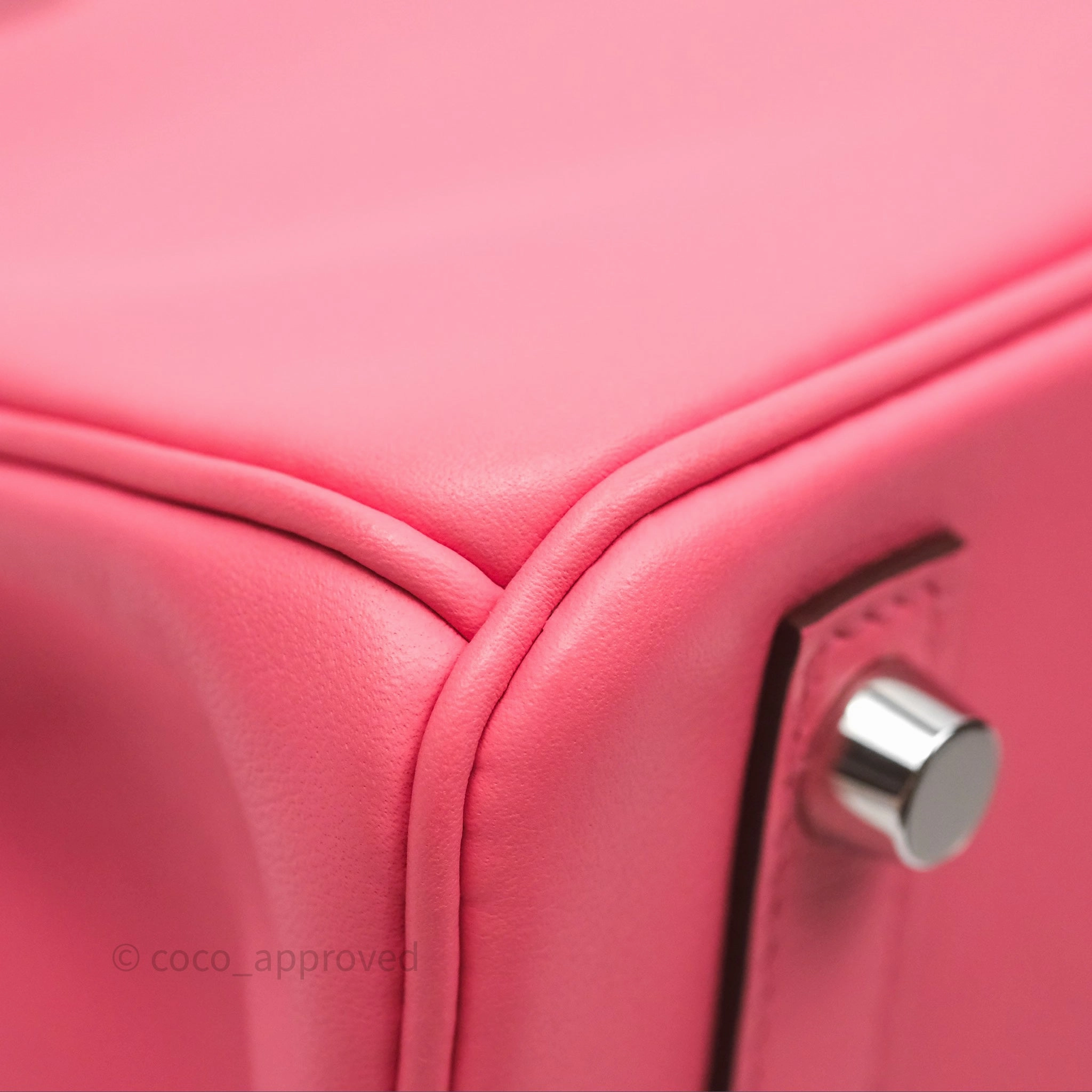 Herms Birkin 25 Retourne Rose Azalee 8W Swift Palladium Hardware