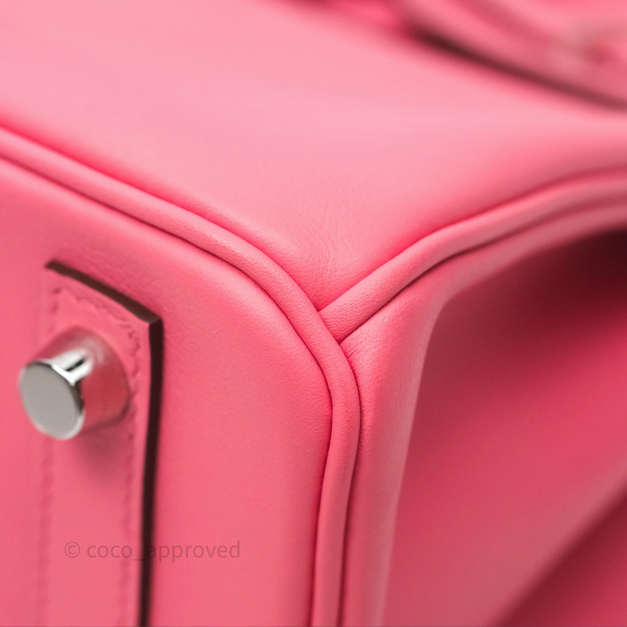 Herms Birkin 25 Retourne Rose Azalee 8W Swift Palladium Hardware
