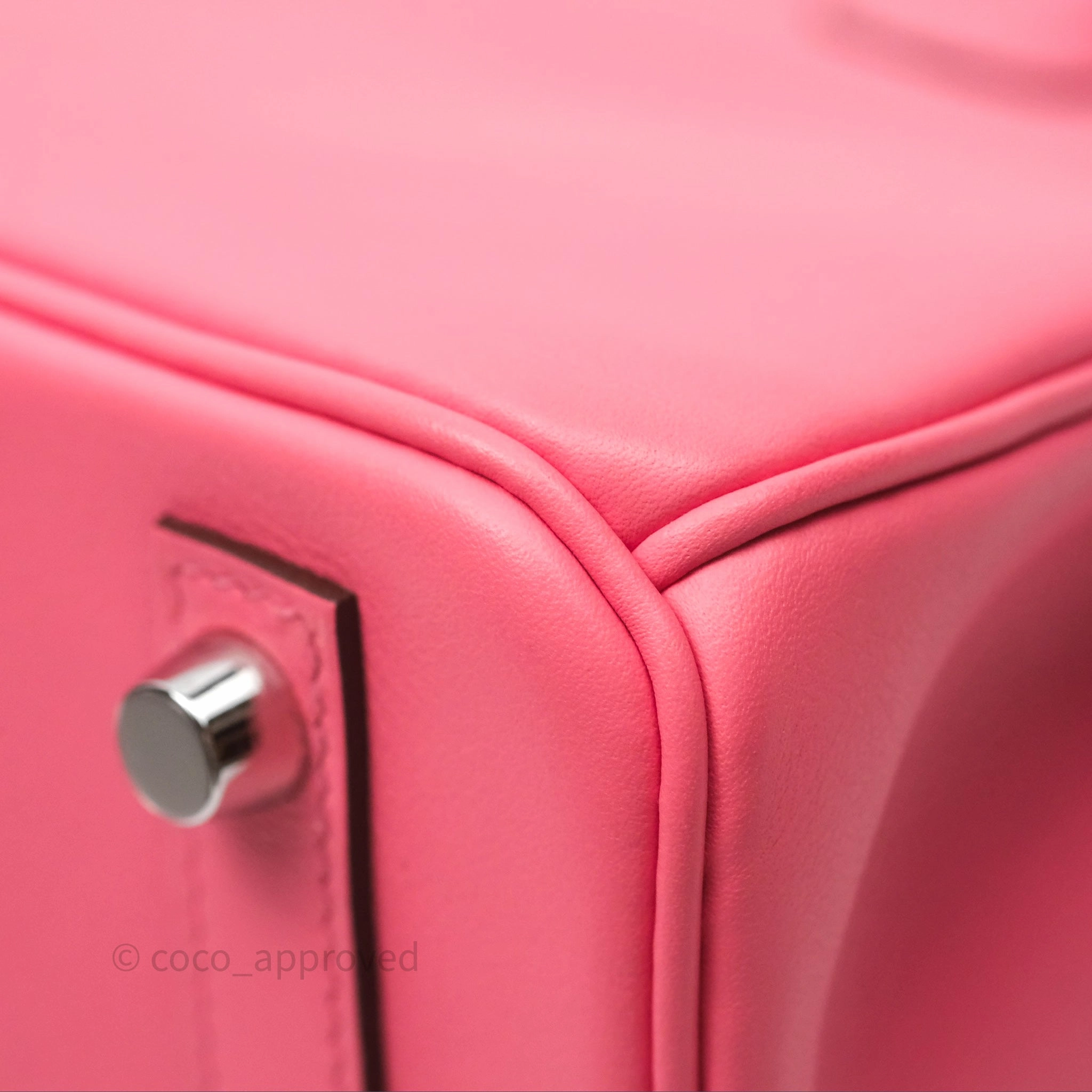 Herms Birkin 25 Retourne Rose Azalee 8W Swift Palladium Hardware