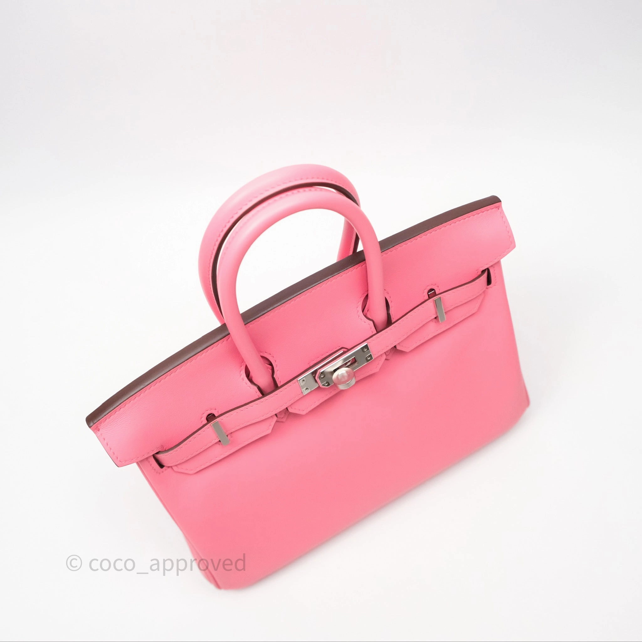 Herms Birkin 25 Retourne Rose Azalee 8W Swift Palladium Hardware