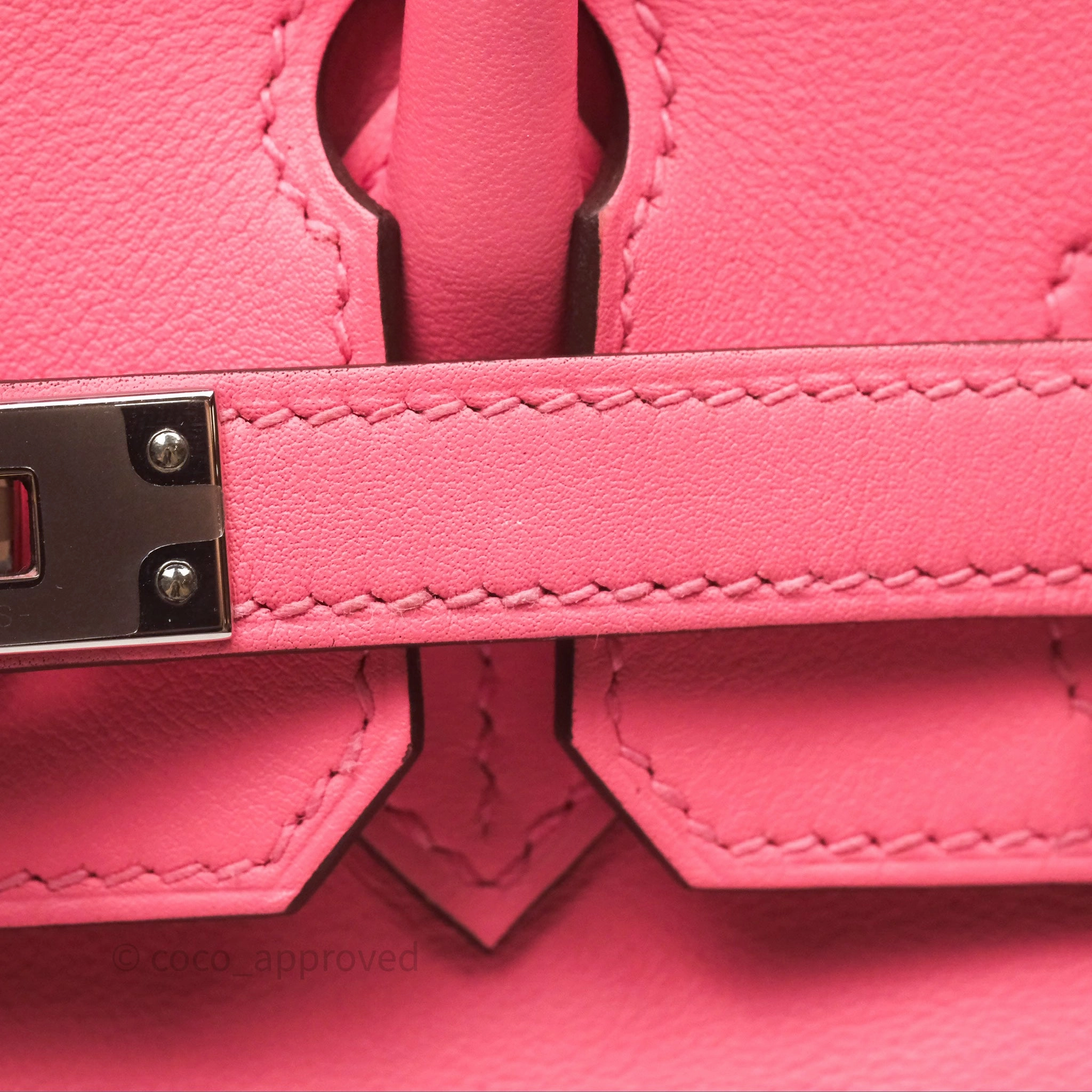 Herms Birkin 25 Retourne Rose Azalee 8W Swift Palladium Hardware