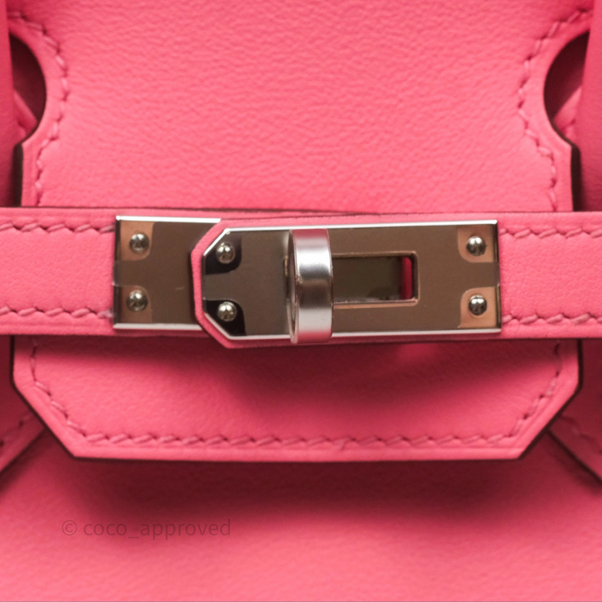 Herms Birkin 25 Retourne Rose Azalee 8W Swift Palladium Hardware
