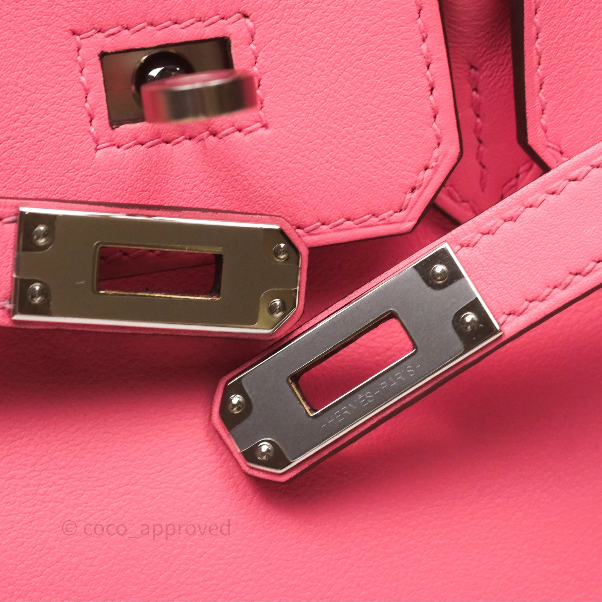 Herms Birkin 25 Retourne Rose Azalee 8W Swift Palladium Hardware