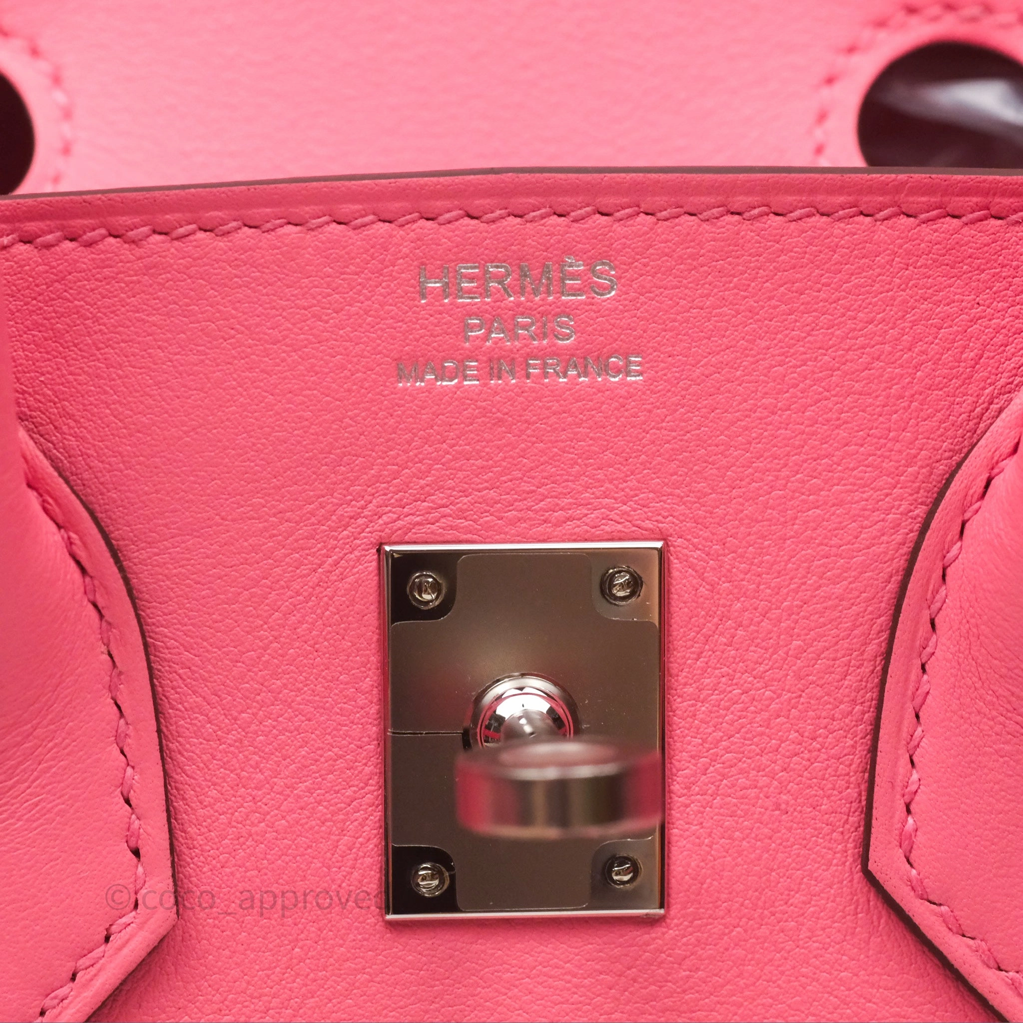 Herms Birkin 25 Retourne Rose Azalee 8W Swift Palladium Hardware