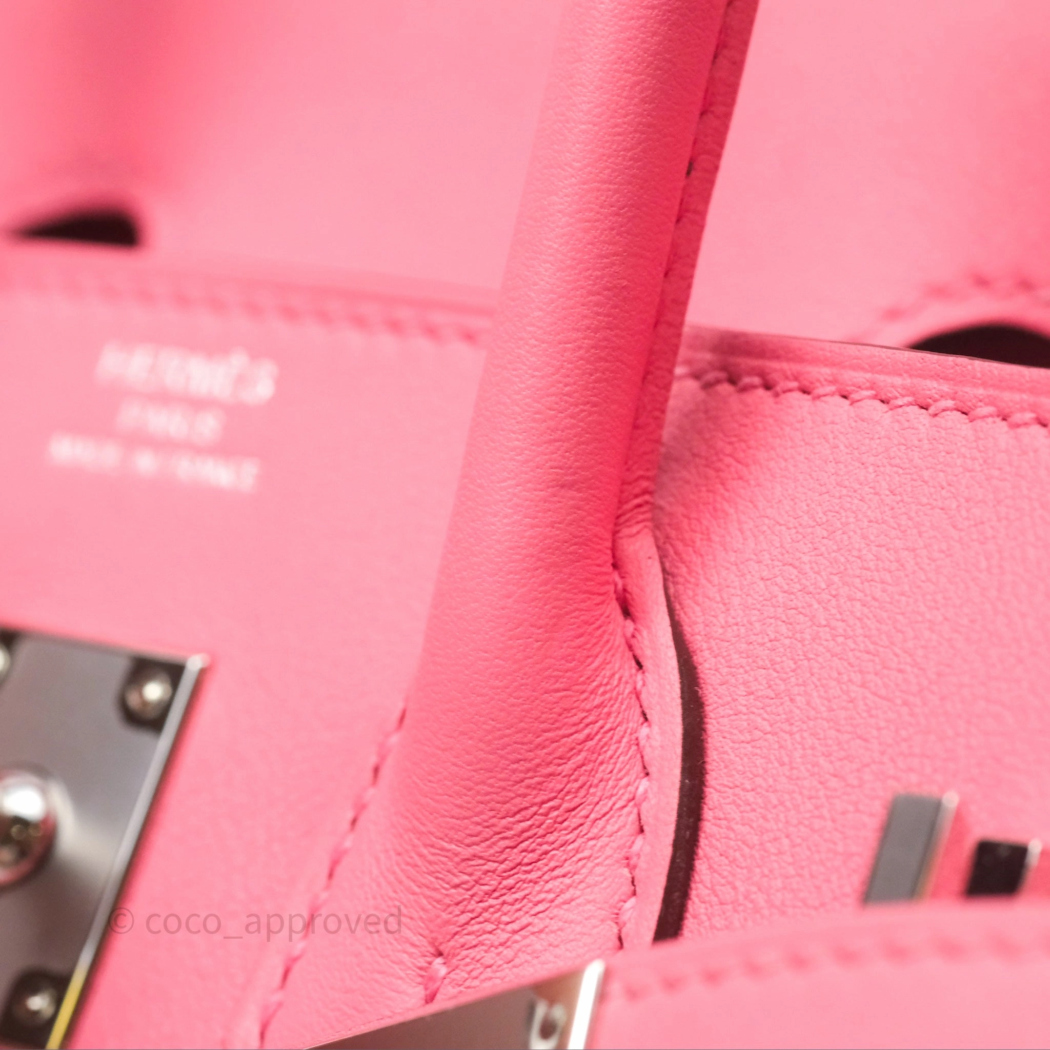 Herms Birkin 25 Retourne Rose Azalee 8W Swift Palladium Hardware
