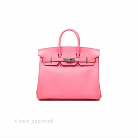 Herms Birkin 25 Retourne Rose Azalee 8W Swift Palladium Hardware