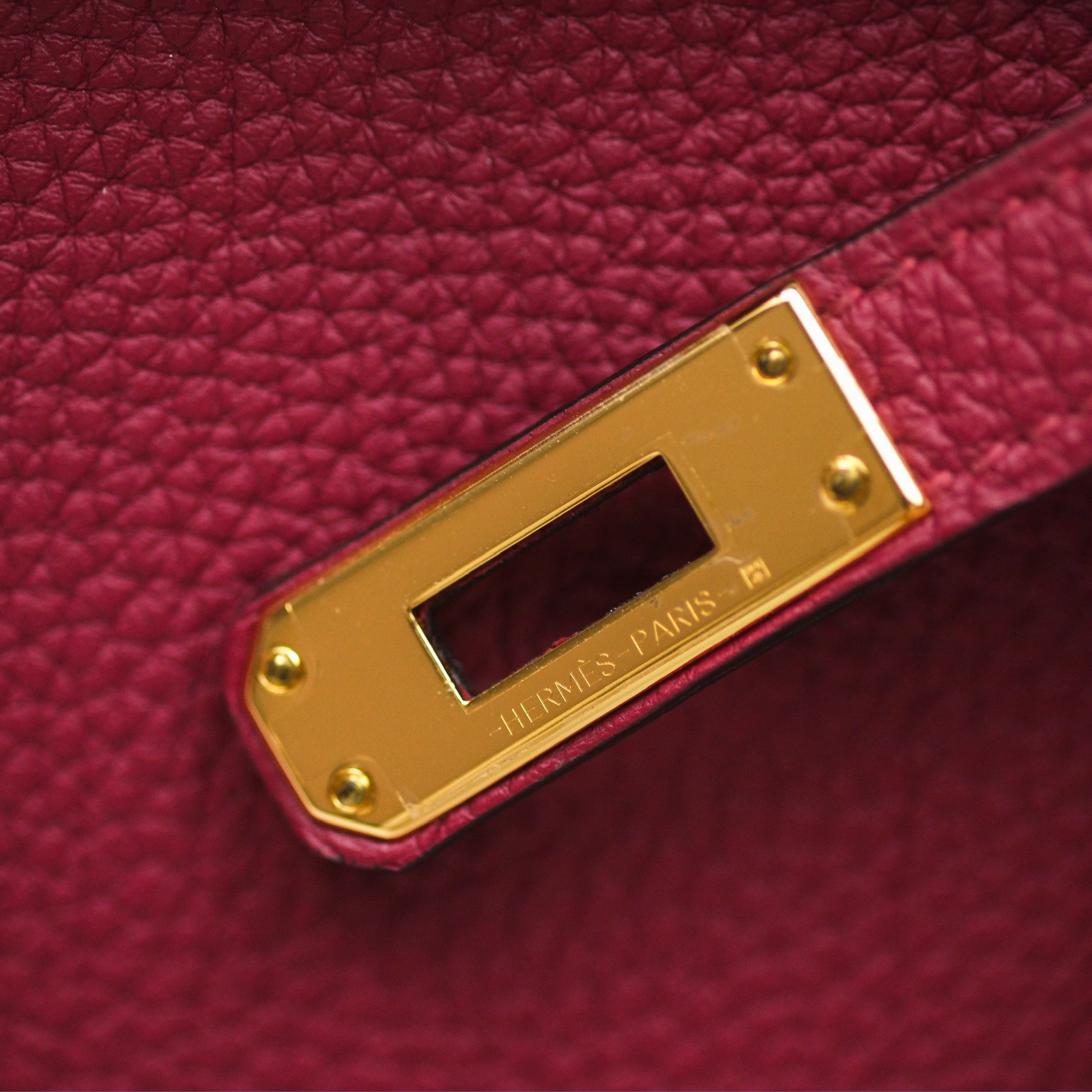 Herms Birkin 25 Retourne Rouge Grenat K1 Togo Gold Hardware