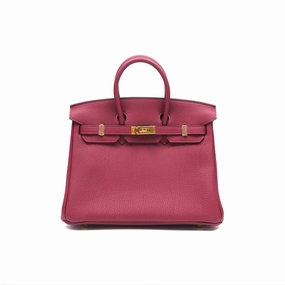 Herms Birkin 25 Retourne Rouge Grenat K1 Togo Gold Hardware